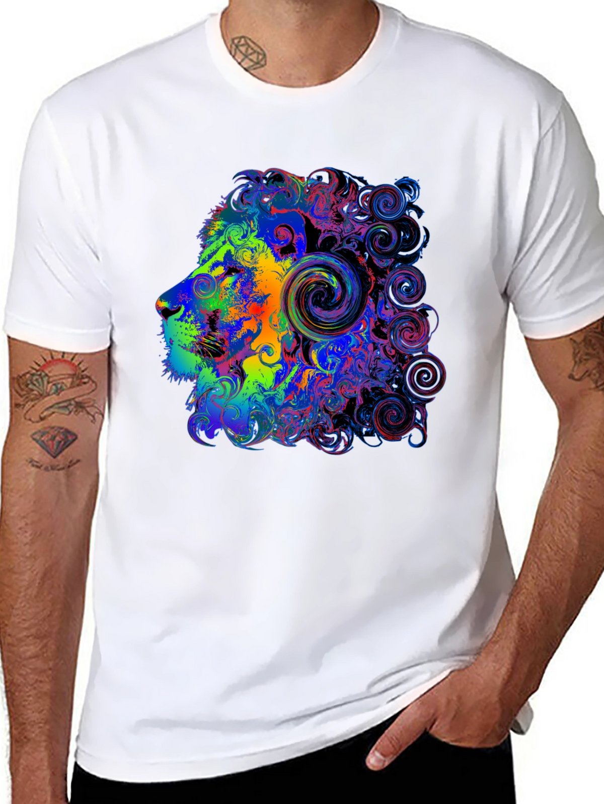 Psychedelic Lion Head Graphic Tee
