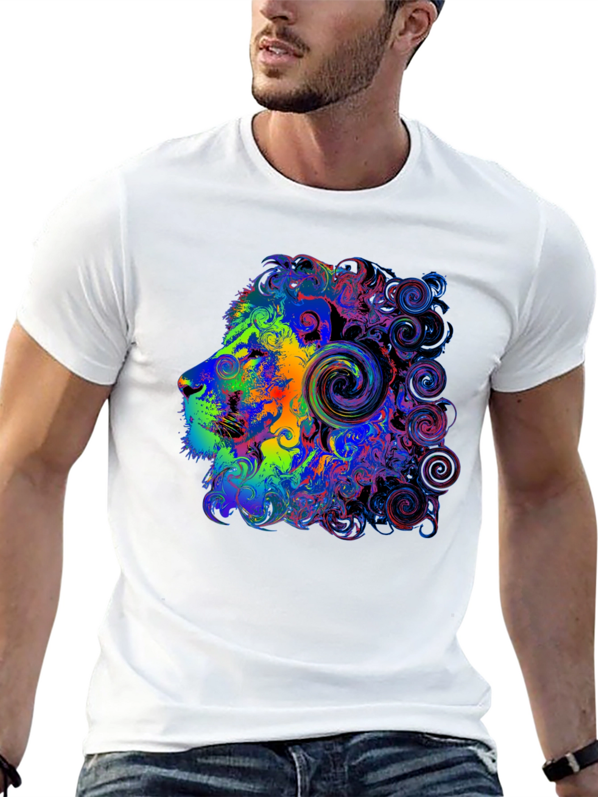 Psychedelic Lion Head Graphic Tee