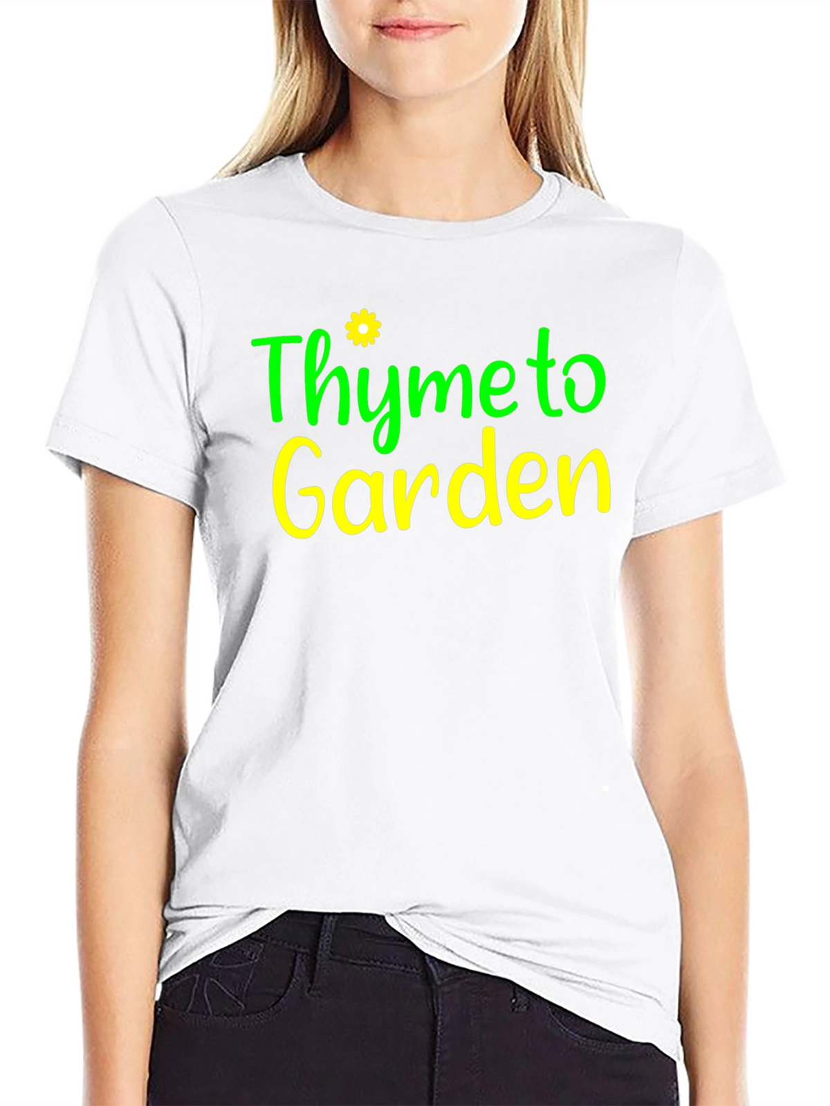 Thyme to Garden Black Graphic T-Shirt