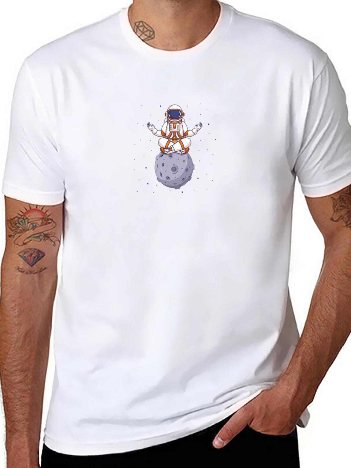 Meditating Astronaut T-Shirt - Cosmic Zen