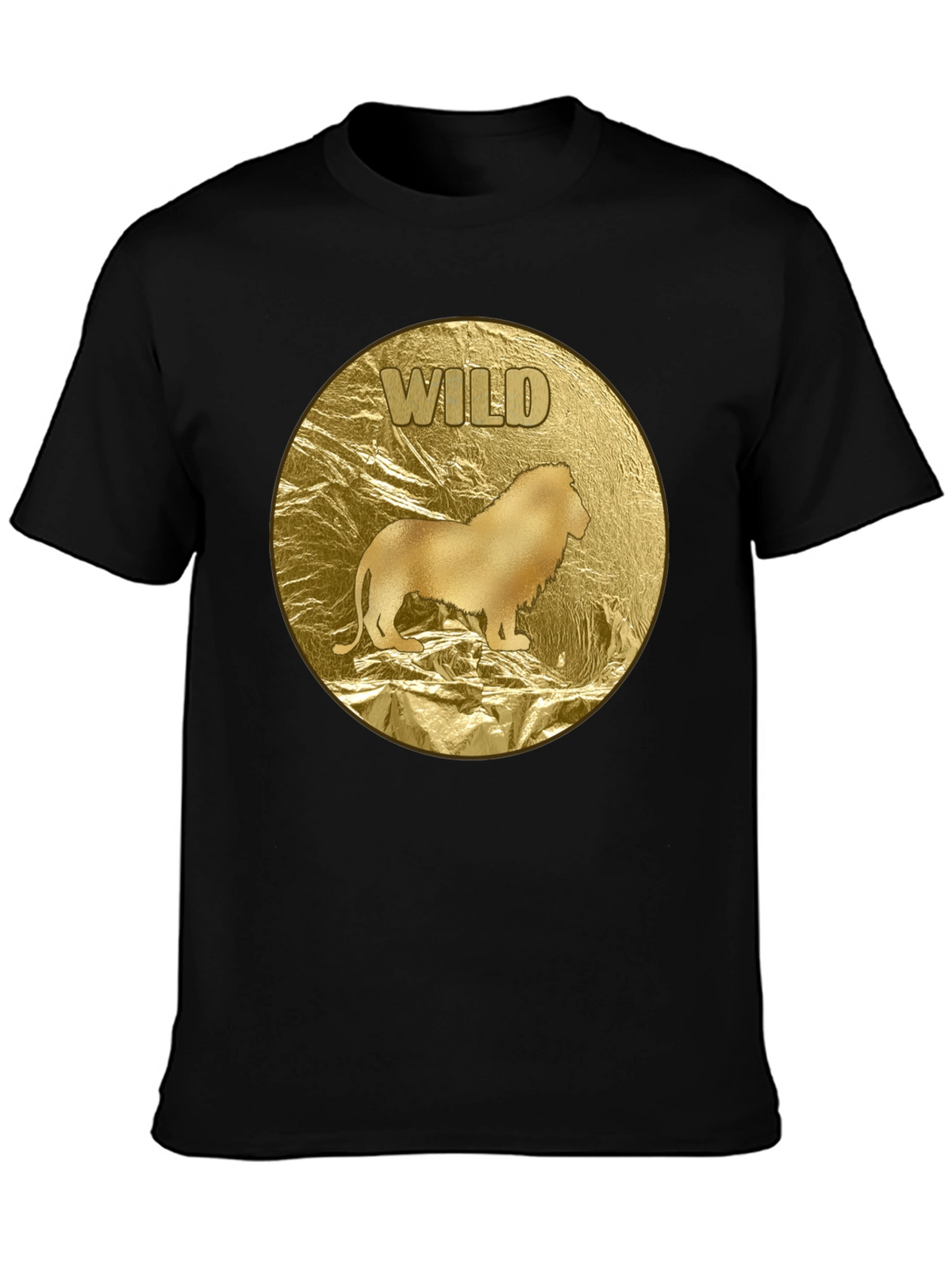 Wild Lion Graphic Tee - Gold Animal Print T-Shirt