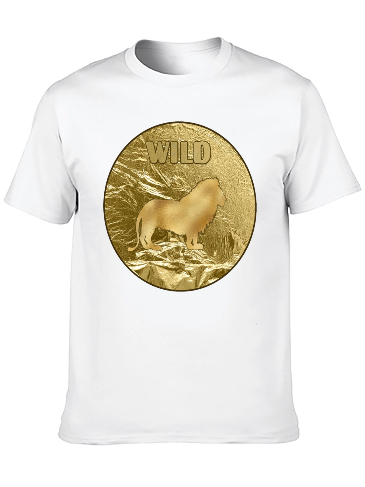 Wild Lion Graphic Tee - Gold Animal Print T-Shirt