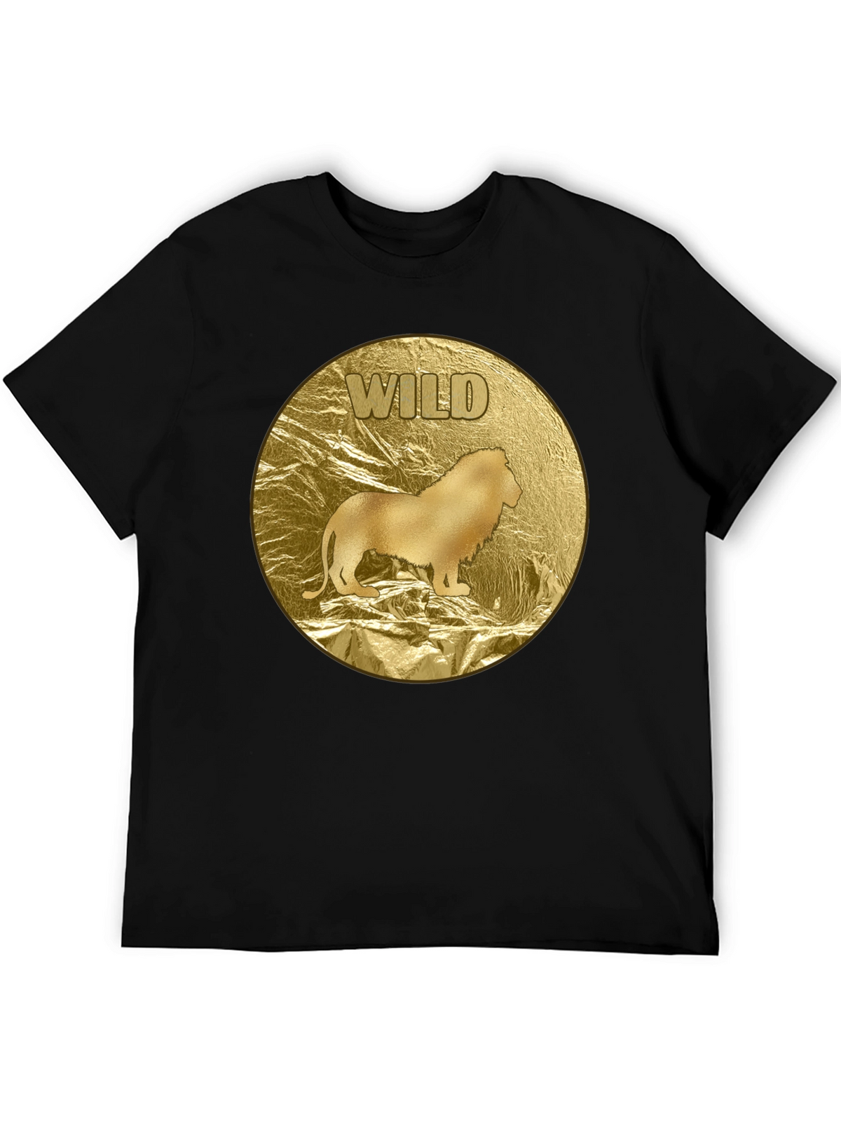 Wild Lion Graphic Tee - Gold Animal Print T-Shirt