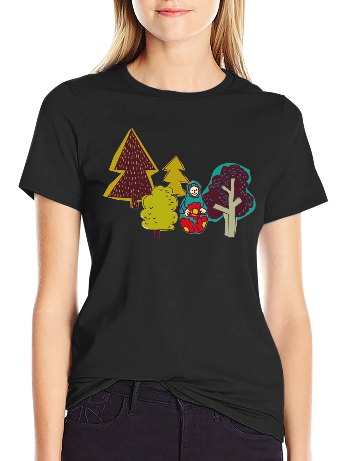 Unique Forest Matryoshka Doll Graphic Tee