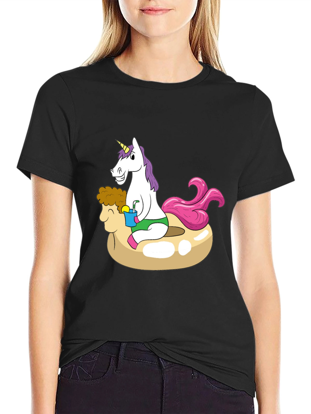 Unicorn on Sheep Pool Float T-Shirt