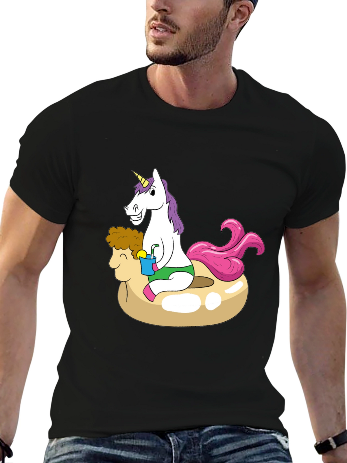 Unicorn on Sheep Pool Float T-Shirt