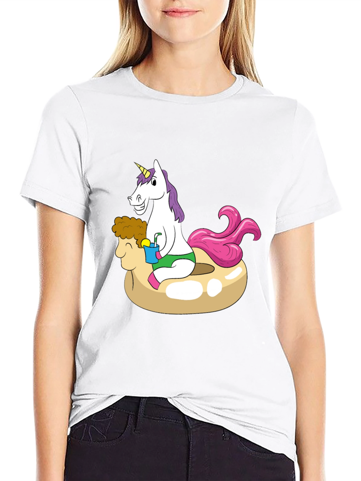 Unicorn on Sheep Pool Float T-Shirt