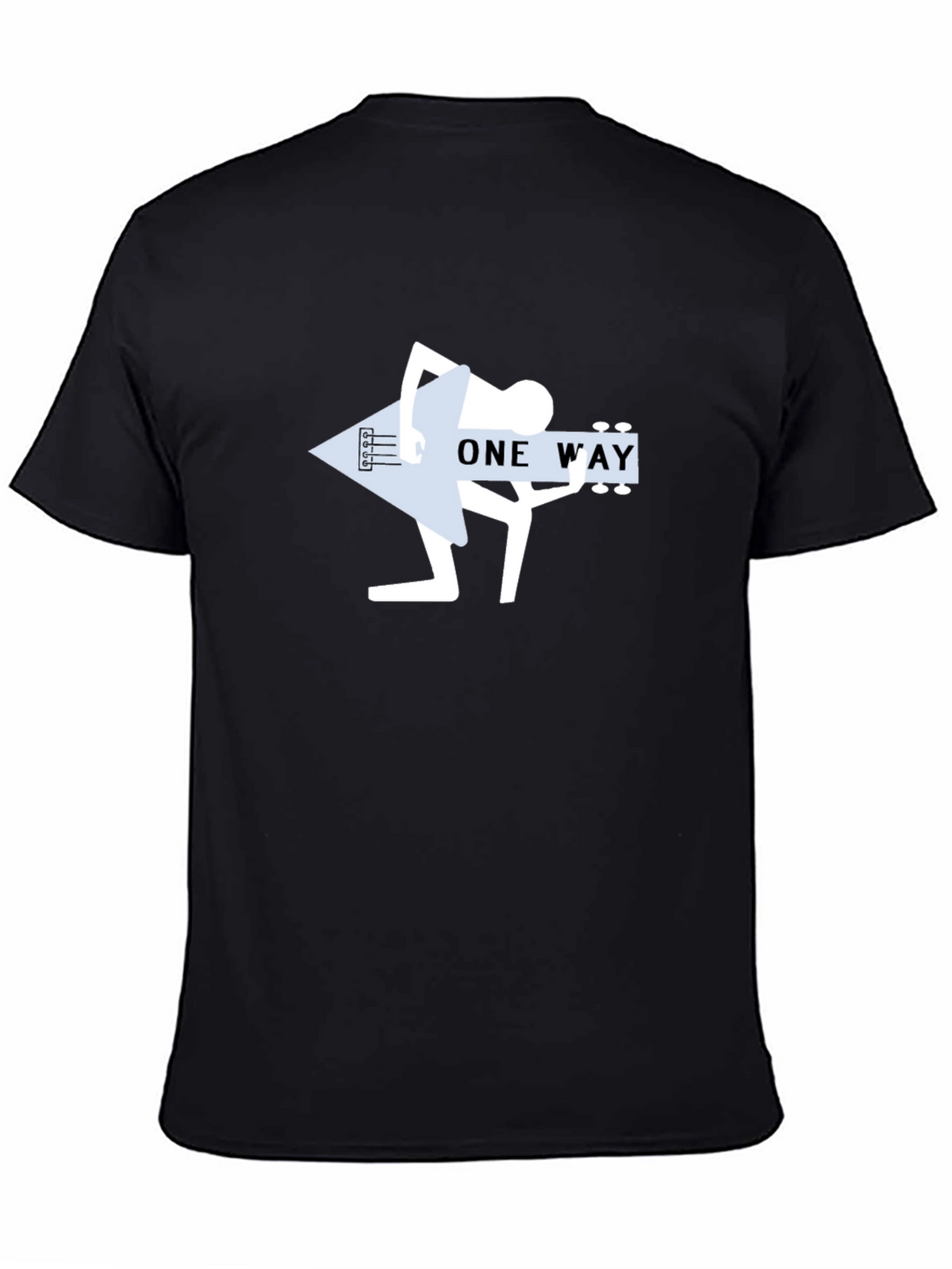 One Way Guitar Player Black T-Shirt