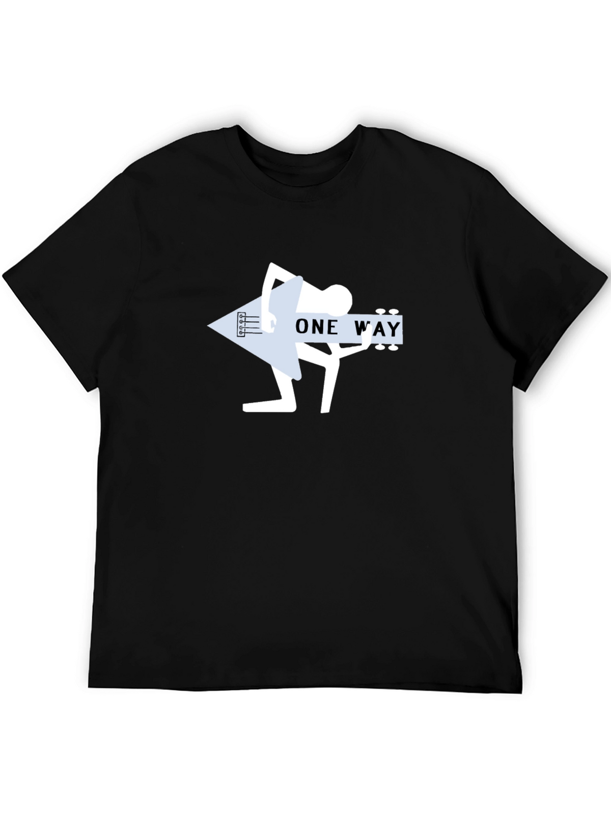 One Way Guitar Player Black T-Shirt
