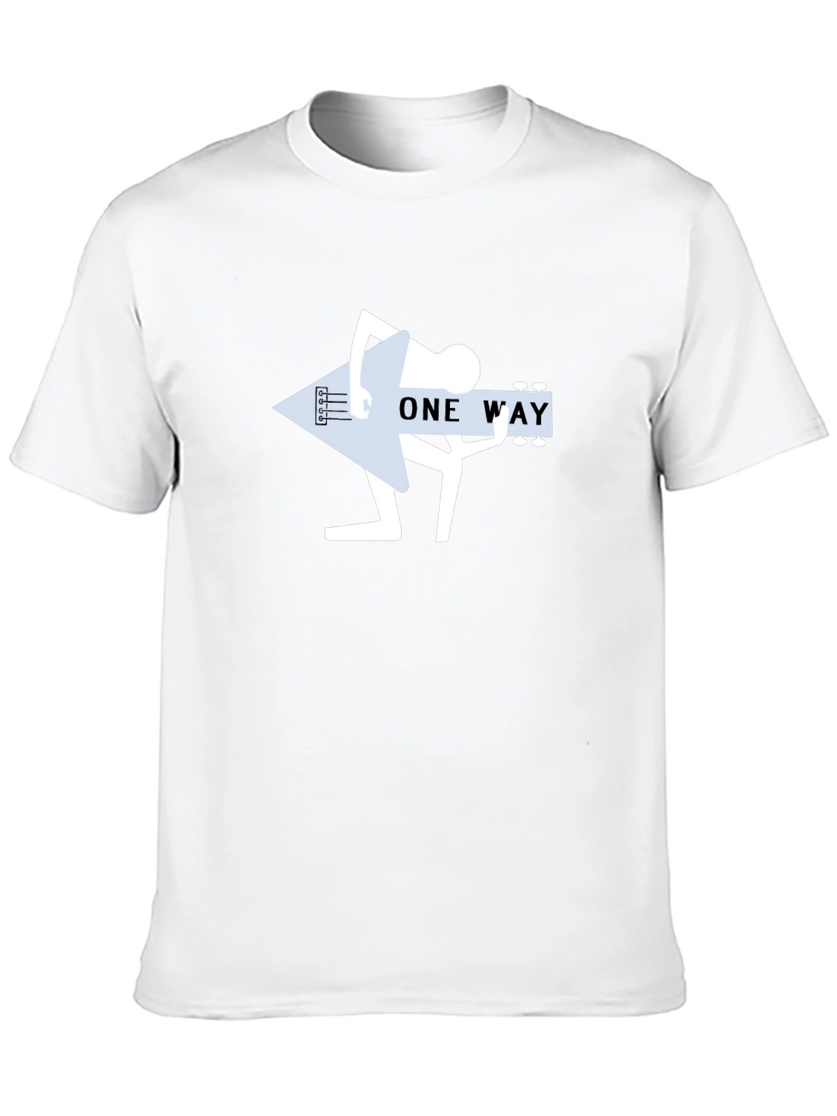 One Way Guitar Player Black T-Shirt