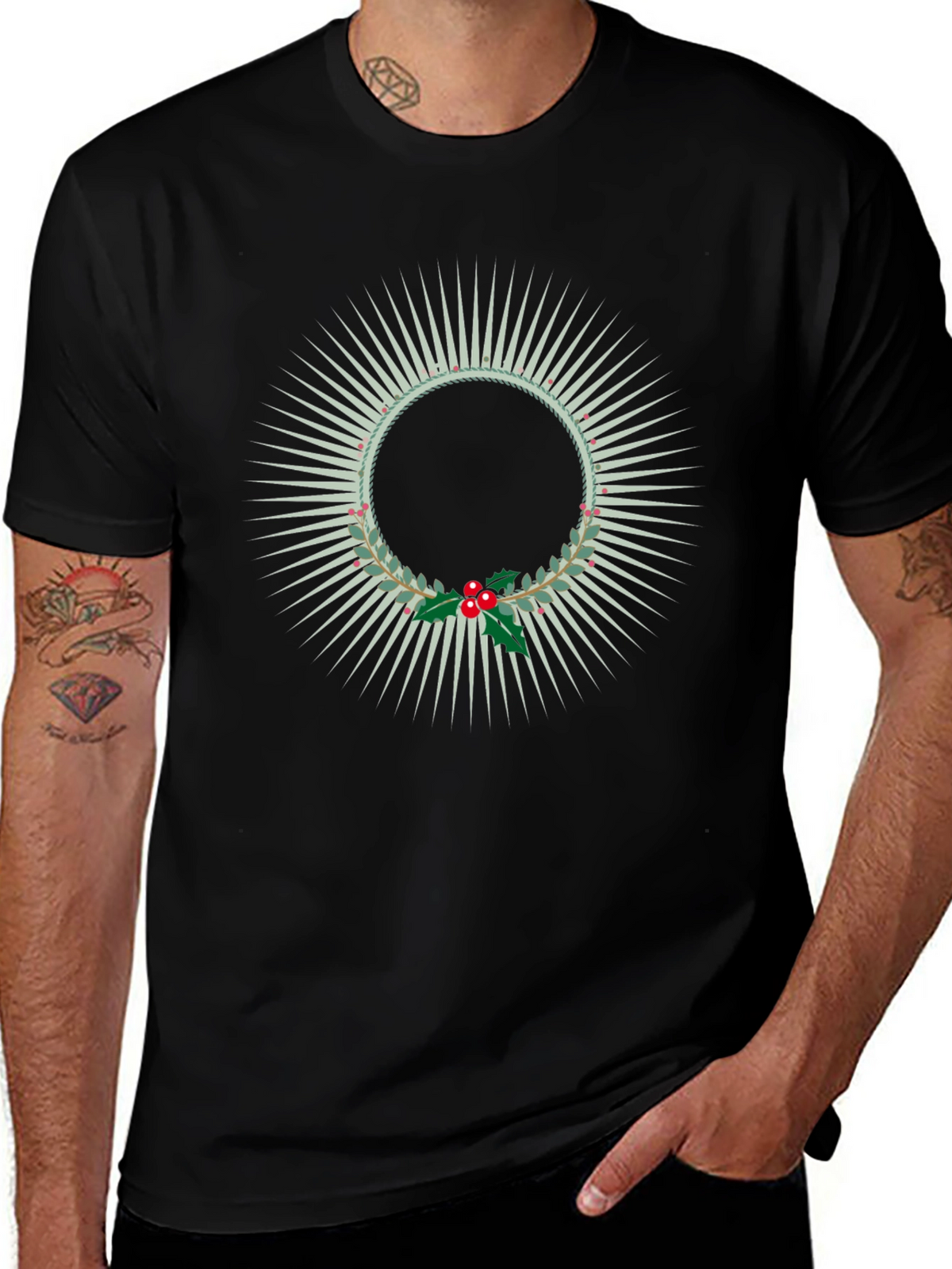 Festive Wreath Graphic Tee - Holiday Style