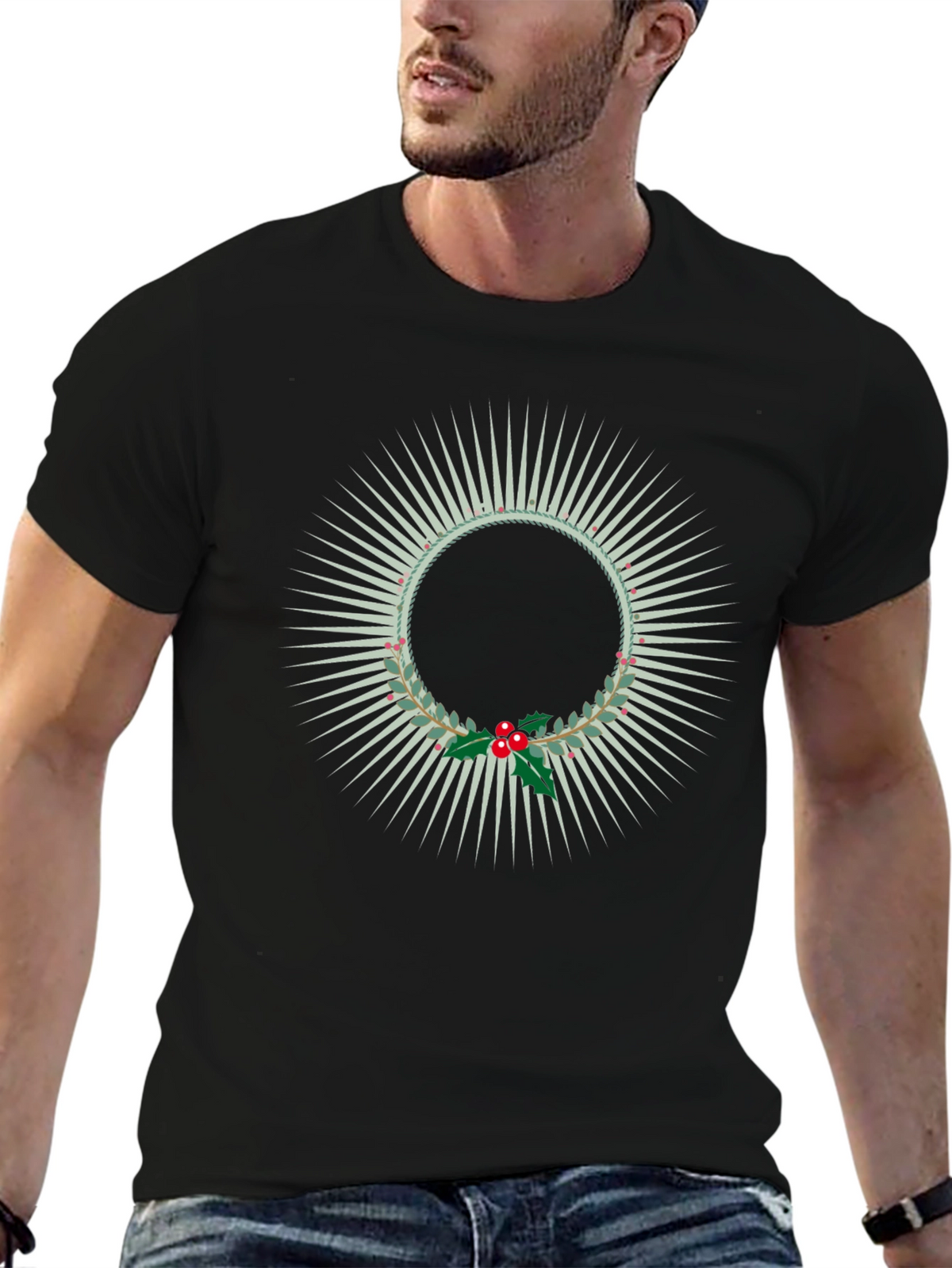 Festive Wreath Graphic Tee - Holiday Style