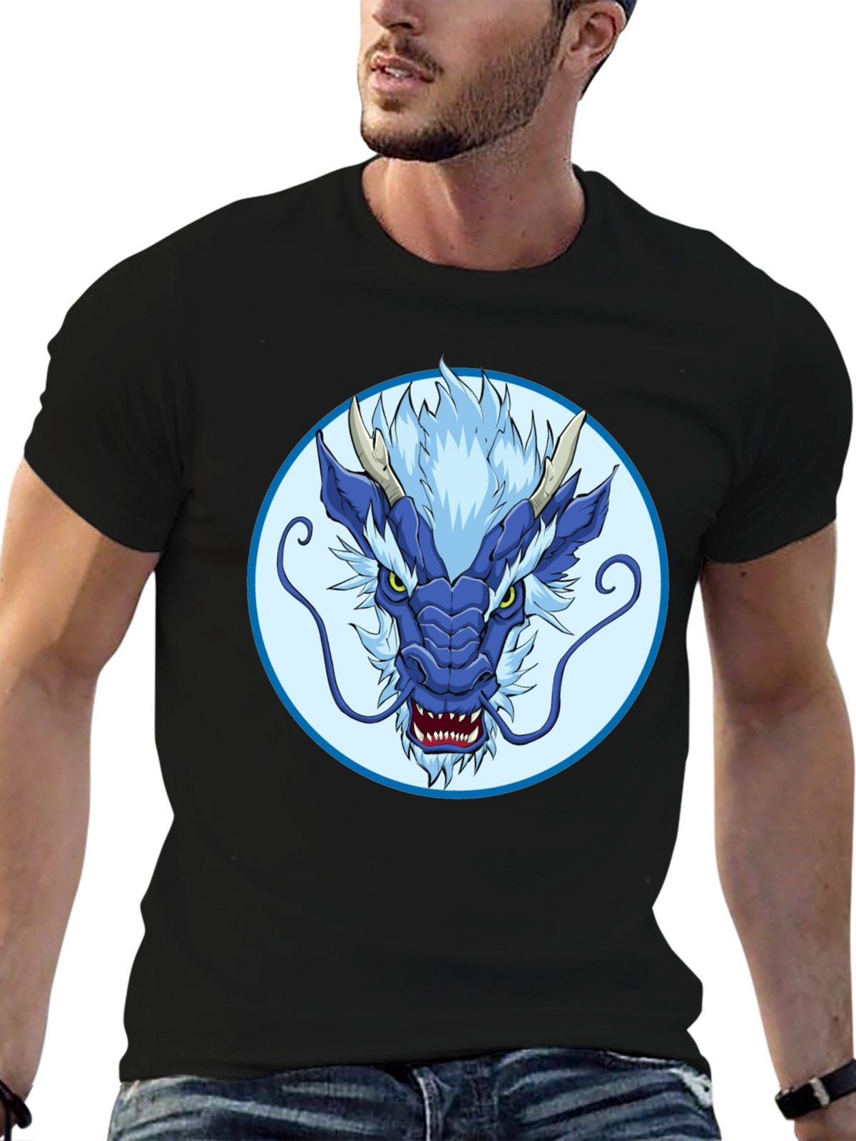 Blue Dragon Graphic Tee - Stylish Mens T-Shirt