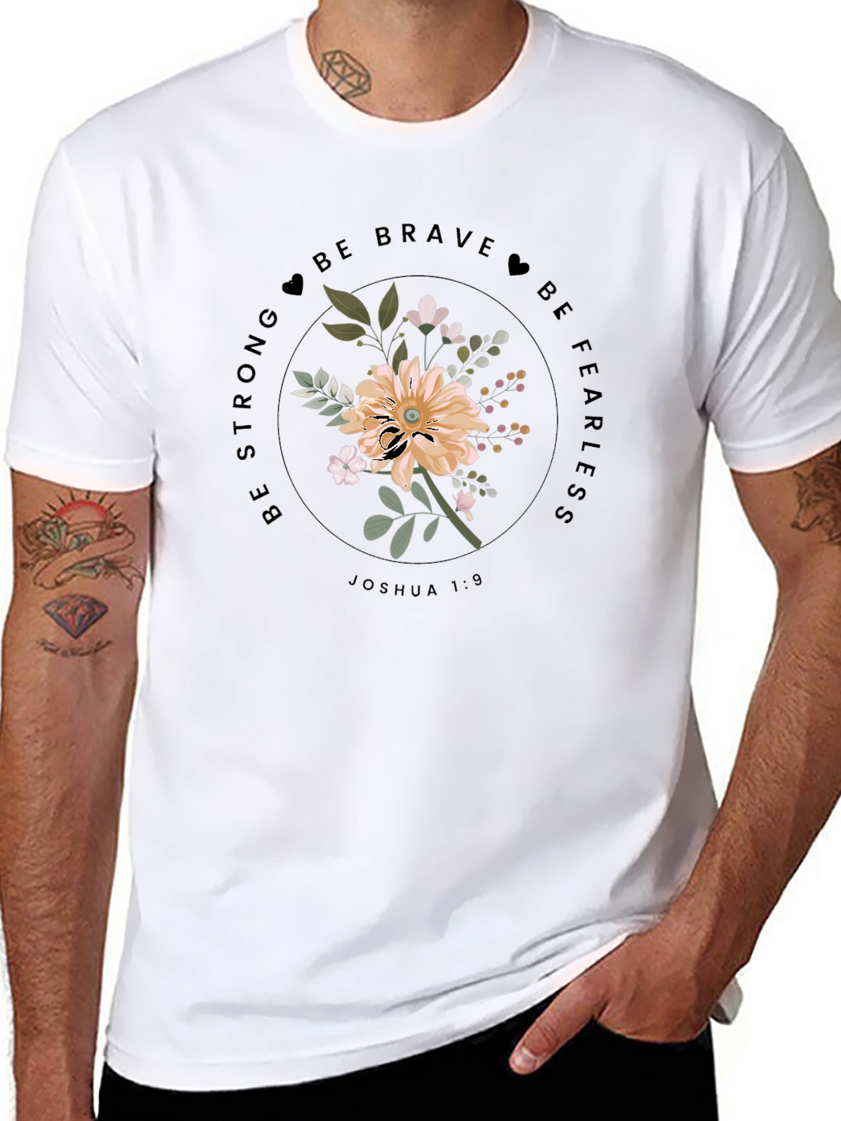 Floral Graphic Tee - Be Strong & Fearless