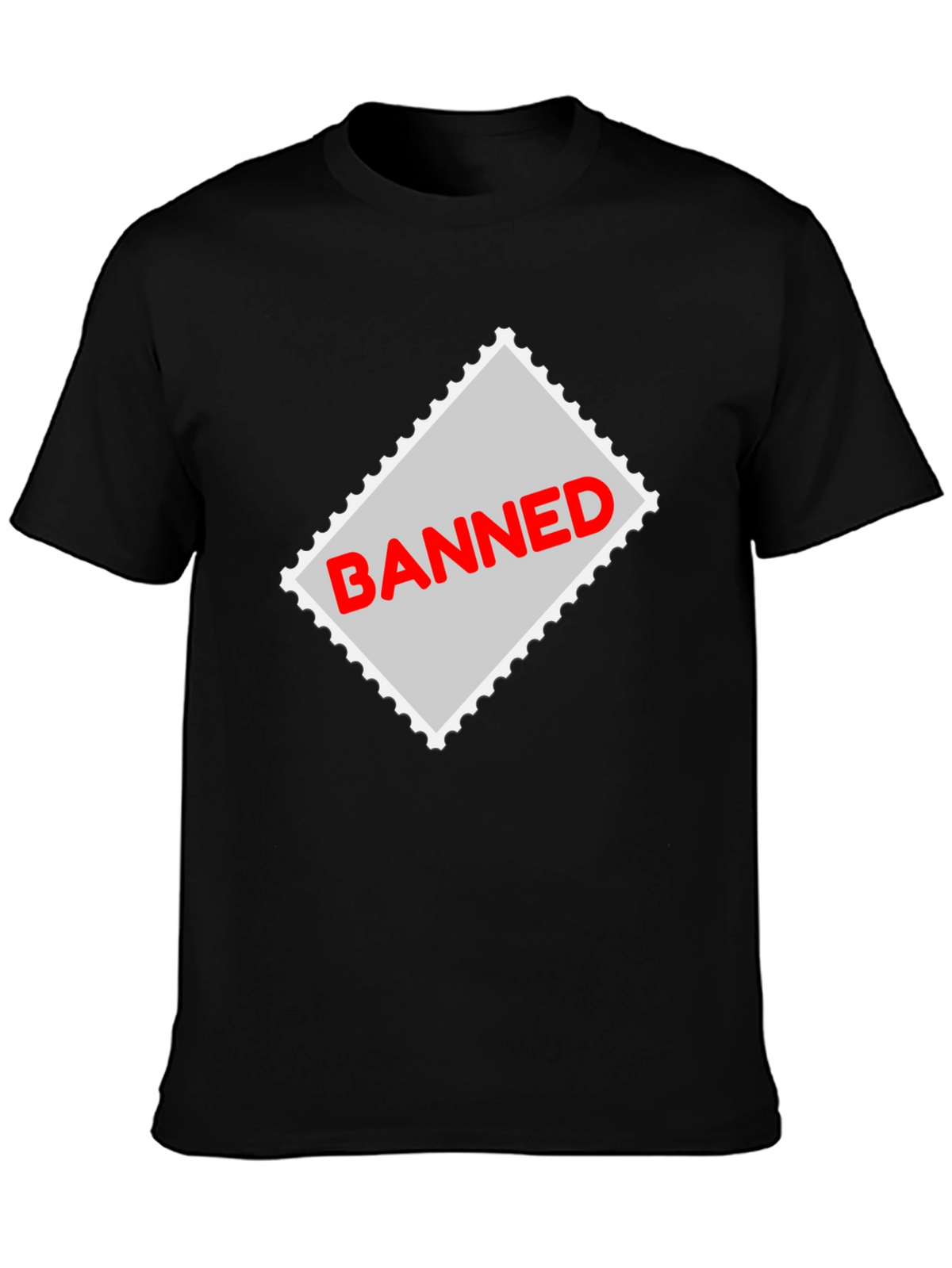 Banned Stamp Graphic Tee - Black Casual T-Shirt