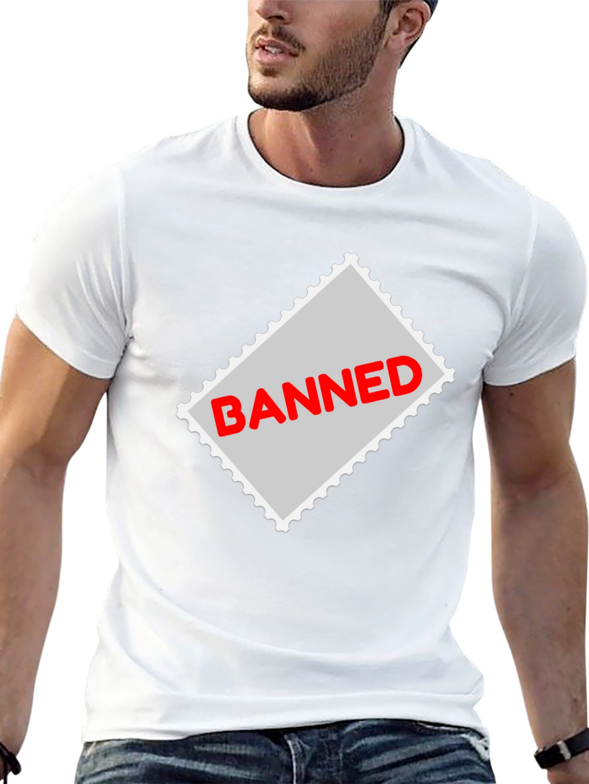 Banned Stamp Graphic Tee - Black Casual T-Shirt