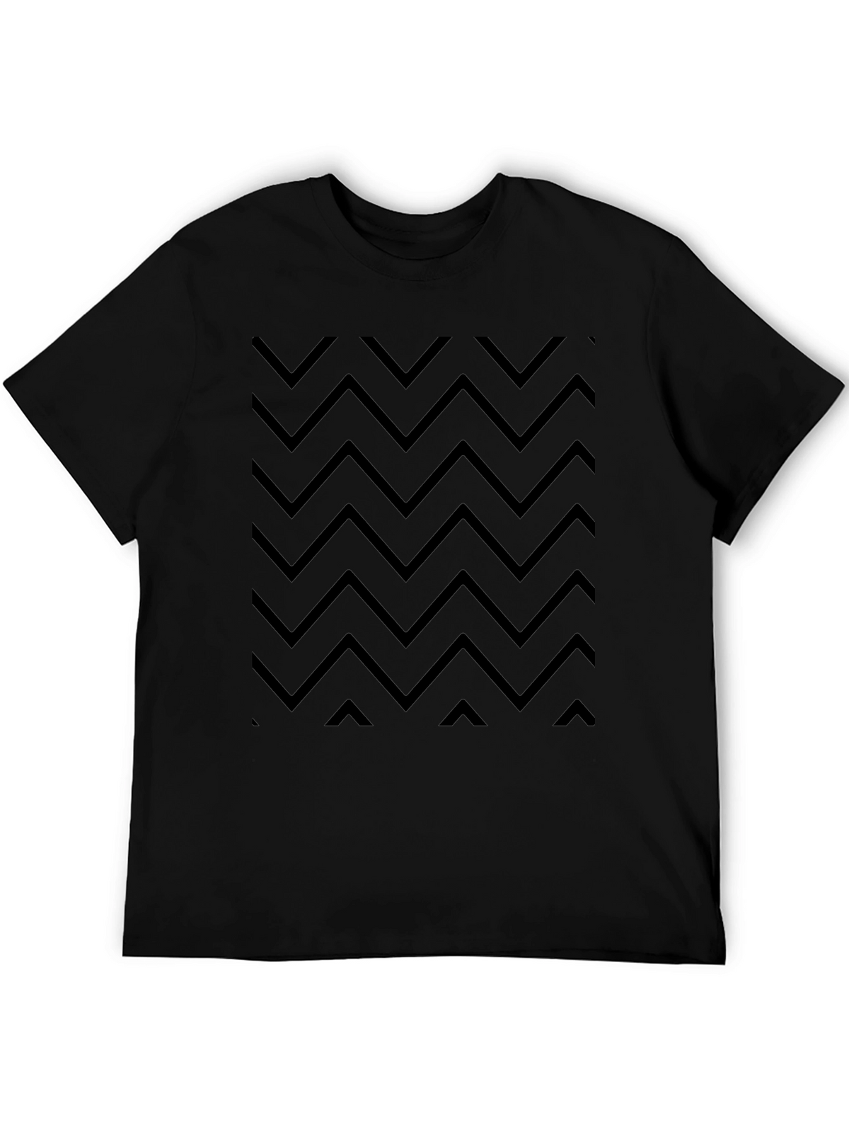 Chevron Pattern Tee - Mens Casual Black Shirt