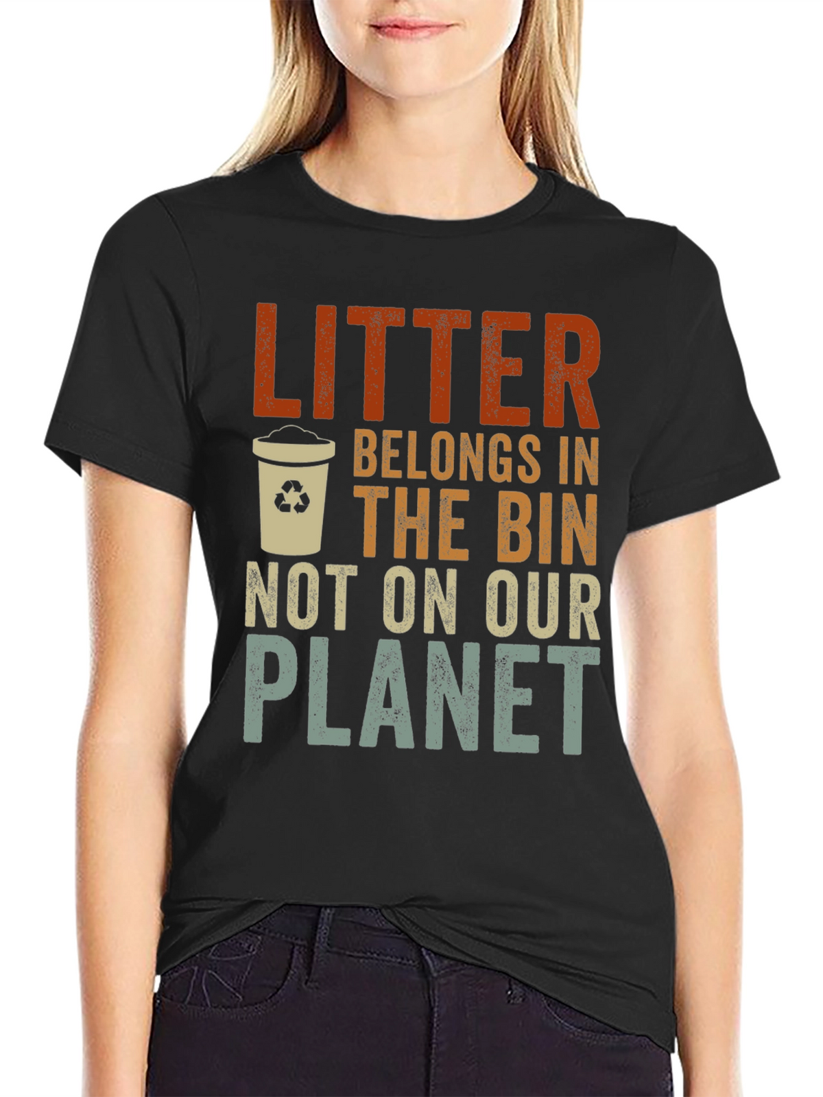 Litter Belongs In The Bin Graphic T-Shirt
