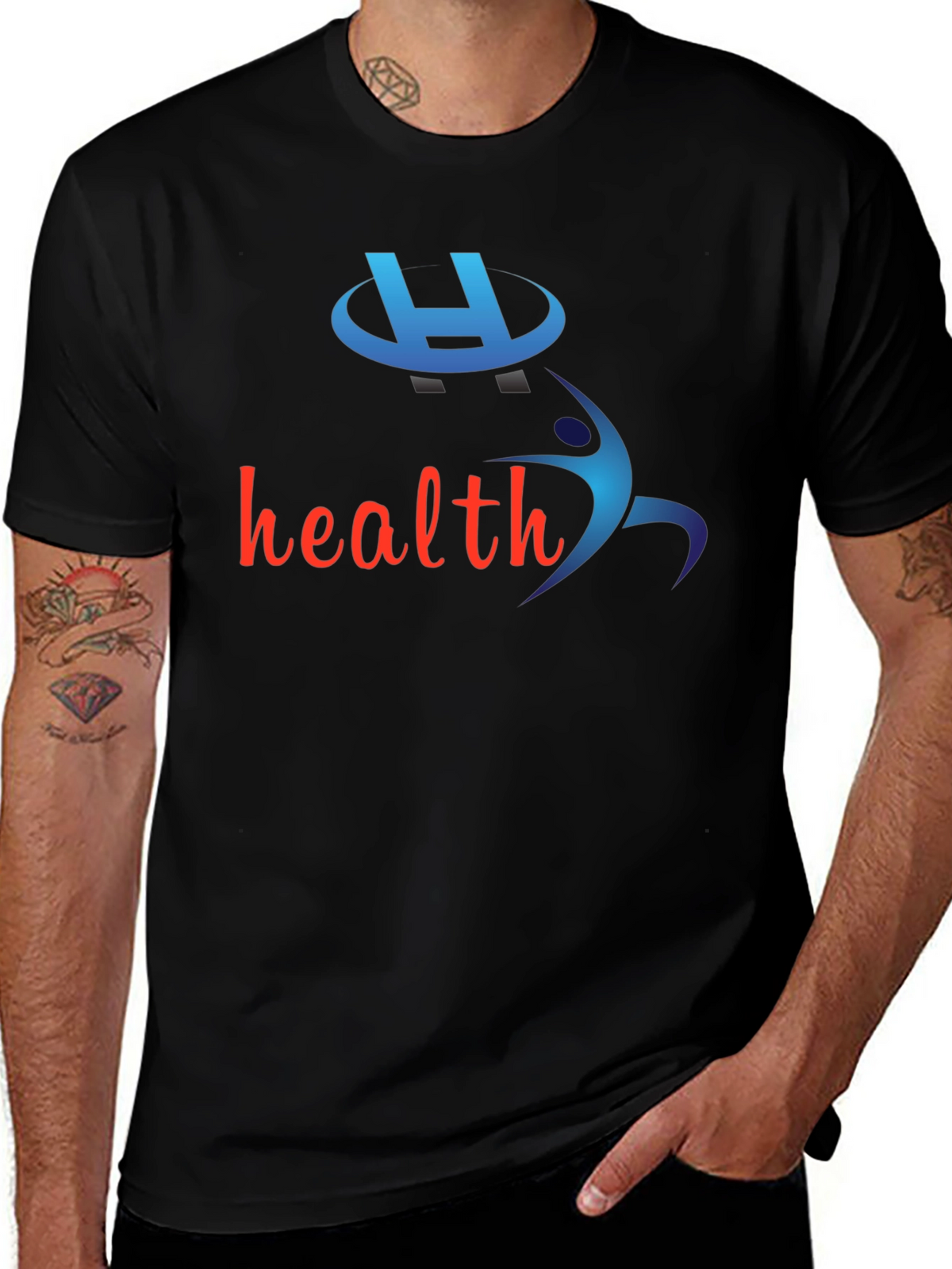 Health-Themed Black T-Shirt