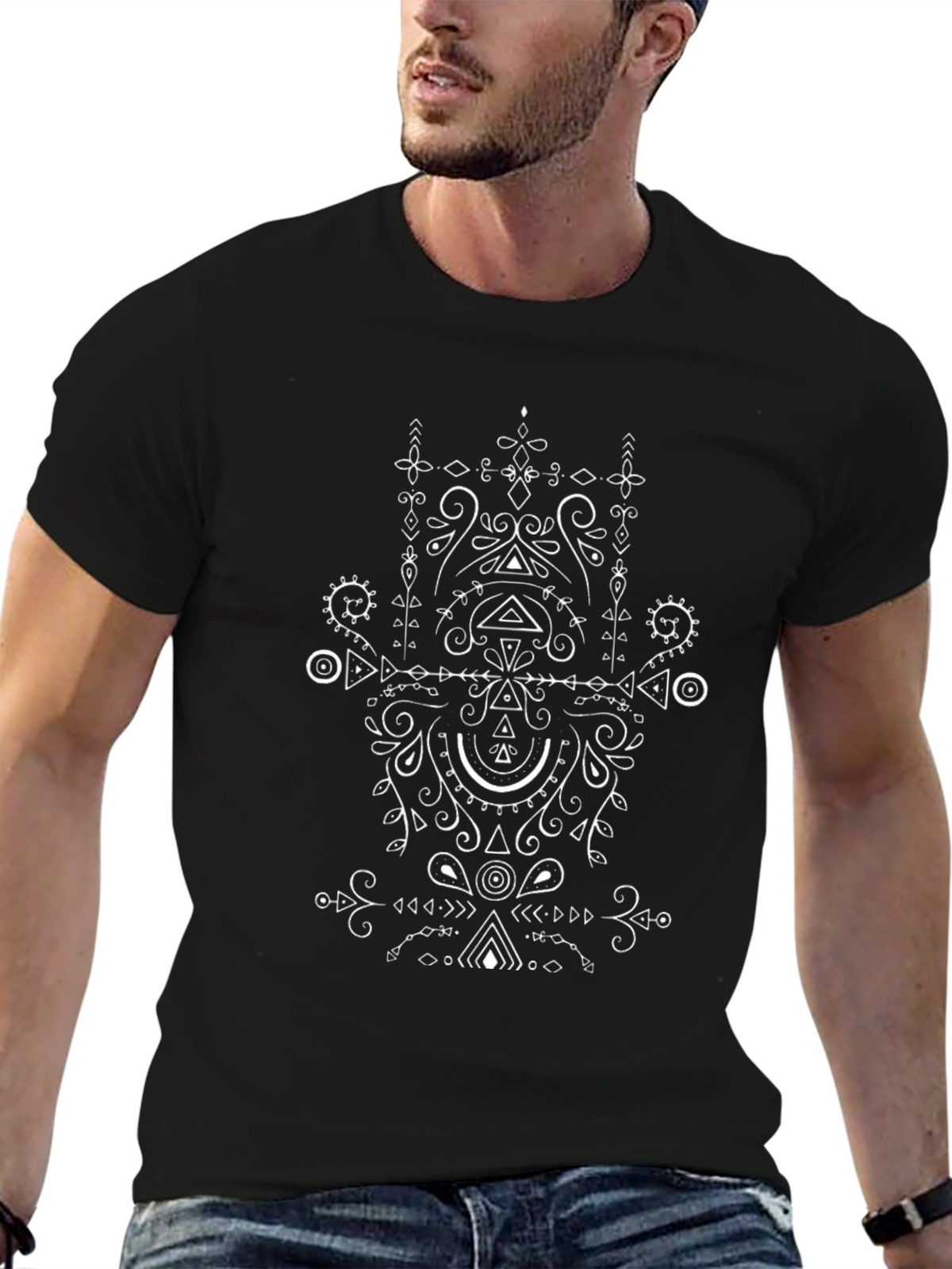 Abstract Geometric T-Shirt - Black