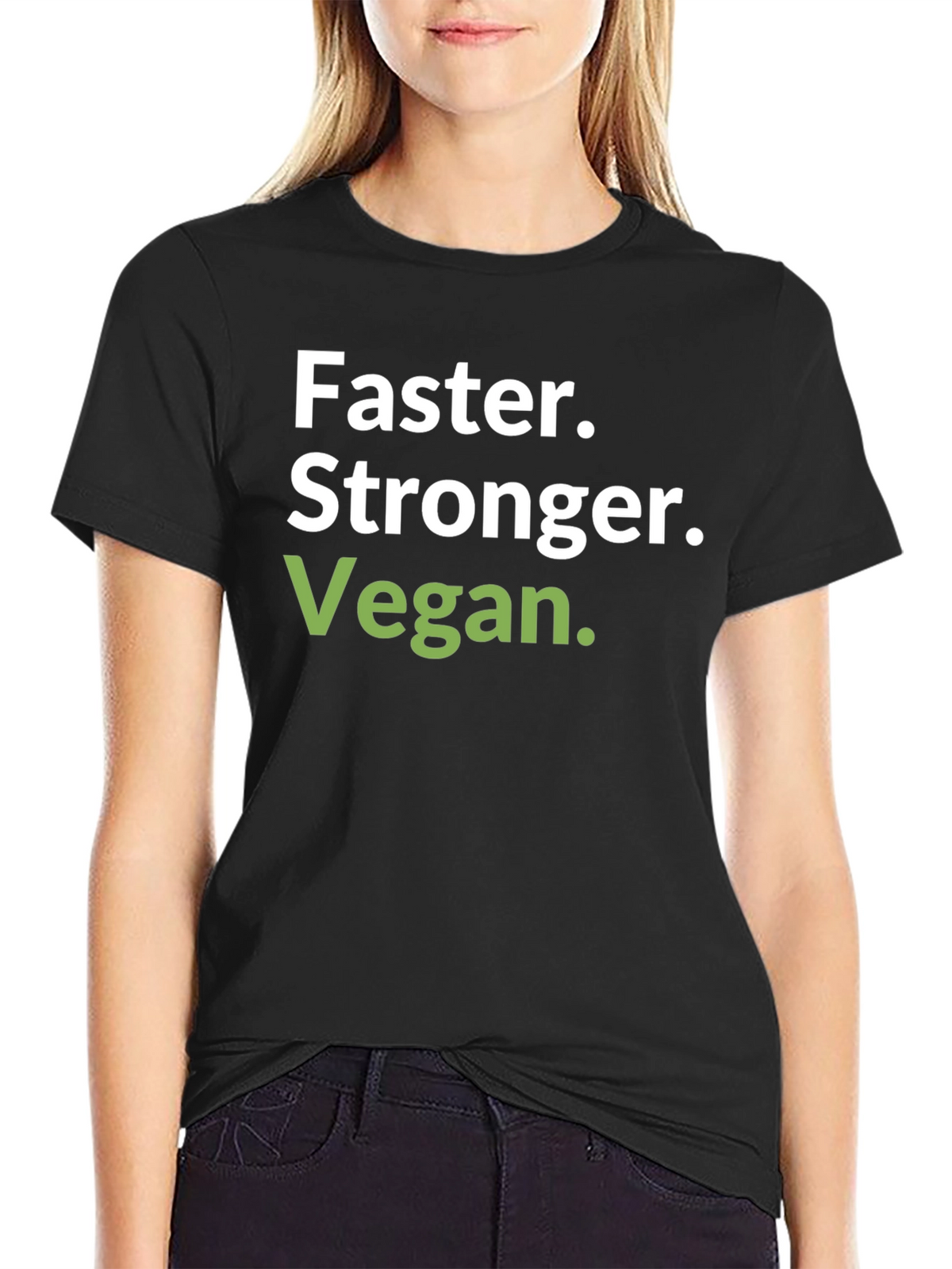Faster Stronger Vegan T-Shirt - Black