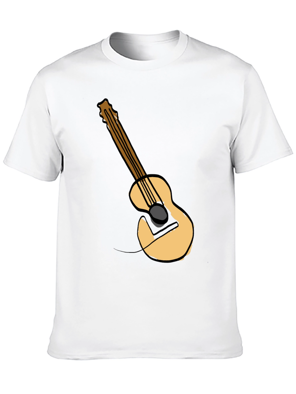 Guitar Graphic Tee - Black Cotton Casual T-Shirt