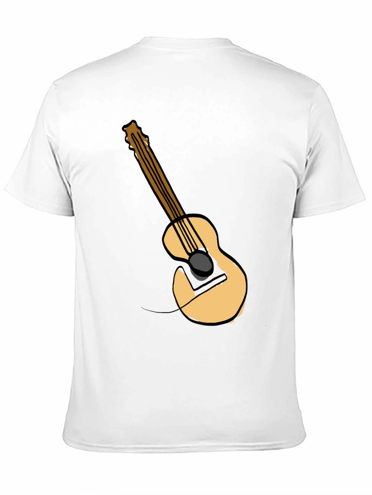 Guitar Graphic Tee - Black Cotton Casual T-Shirt