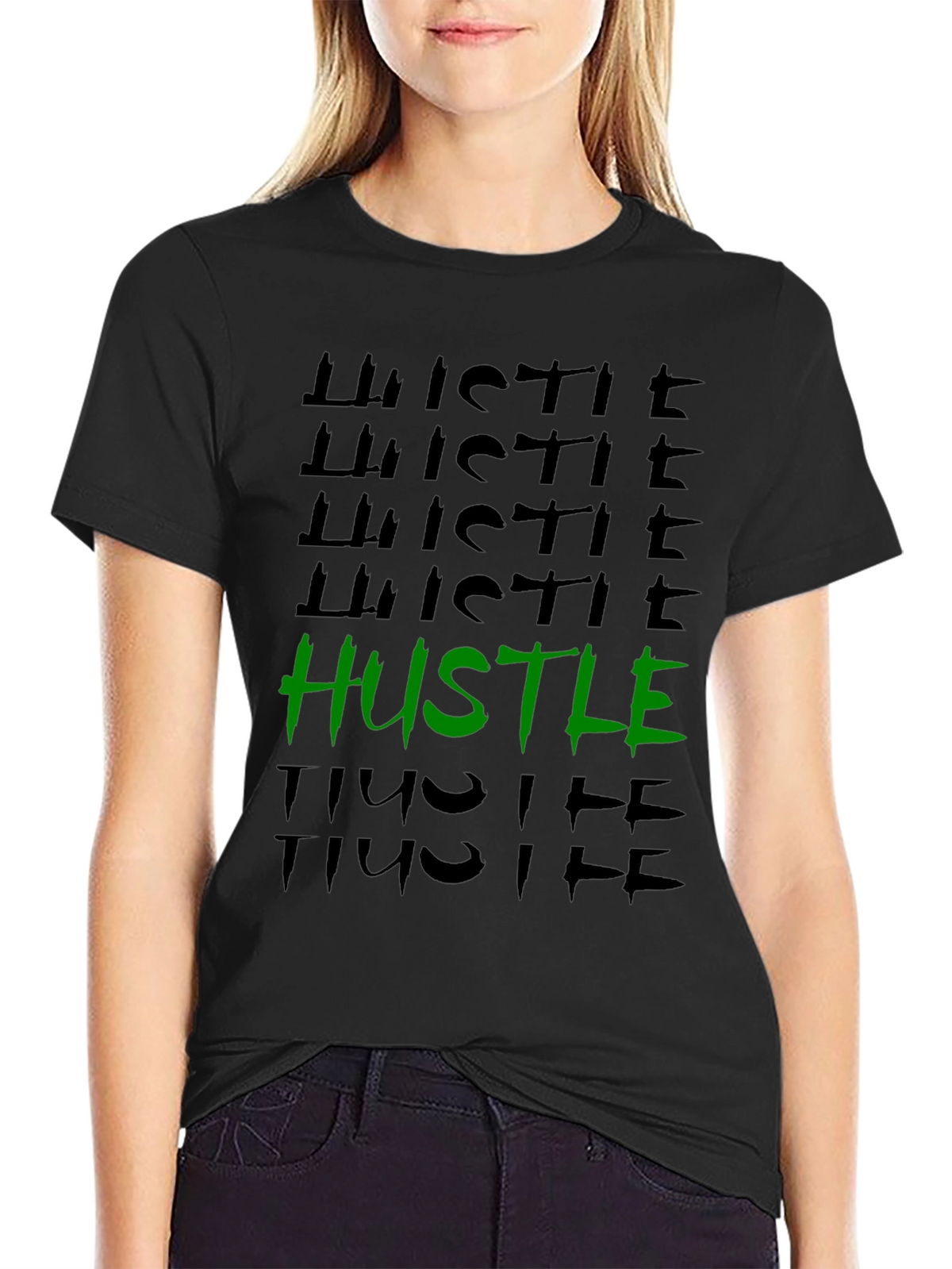 Hustle Graphic Tee - Trendy Black T-Shirt