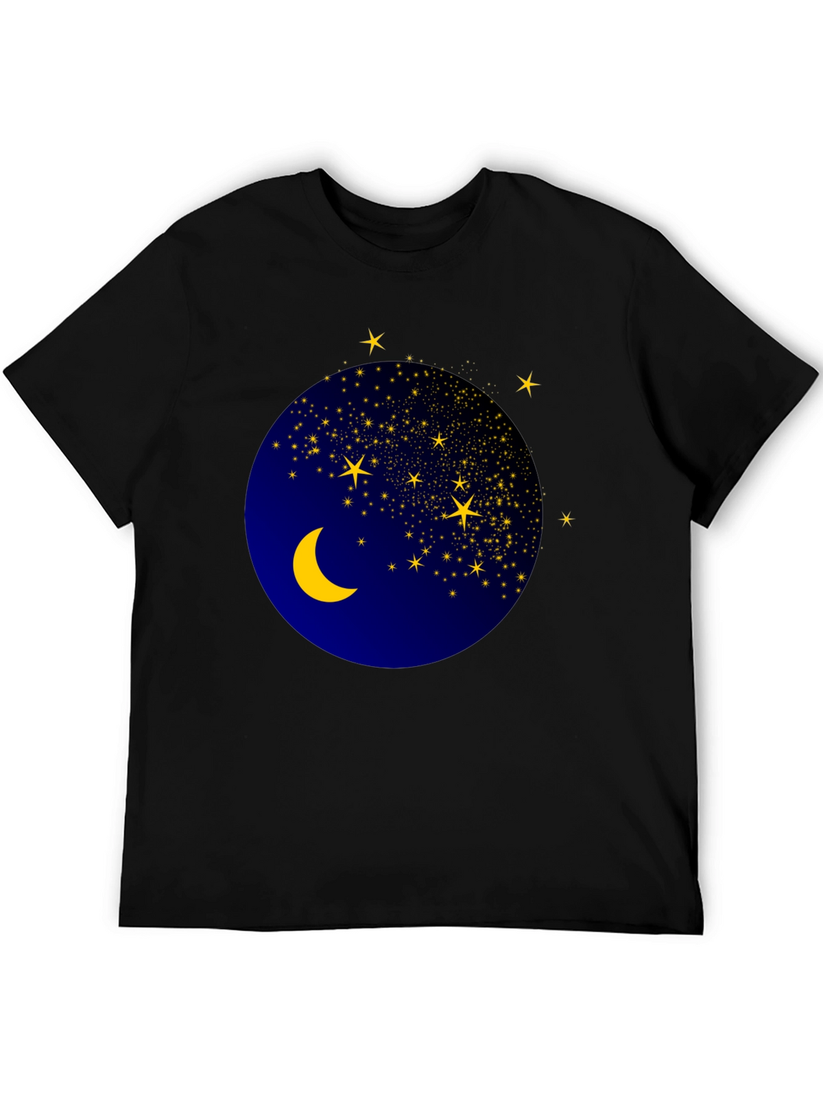 Celestial Moon & Stars Graphic Black T-Shirt