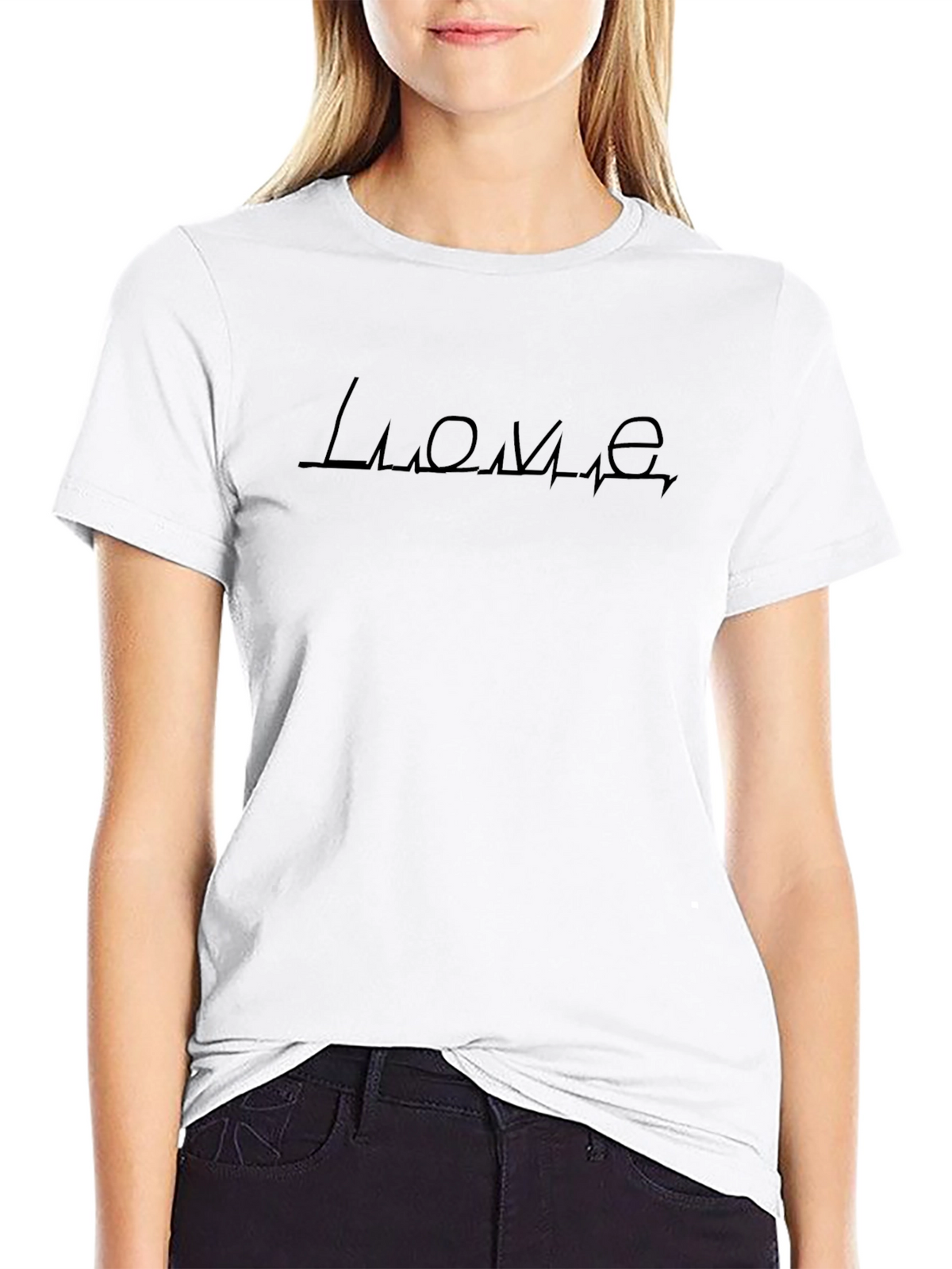 Love Heartbeat Graphic Black T-Shirt