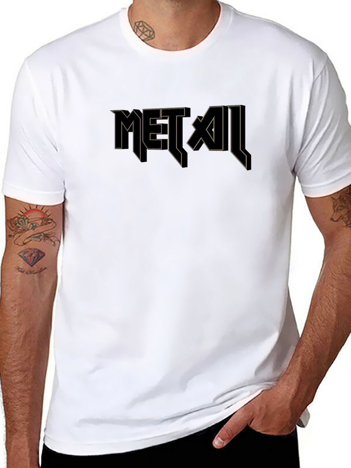 Metal Graphic Black T-Shirt for Men