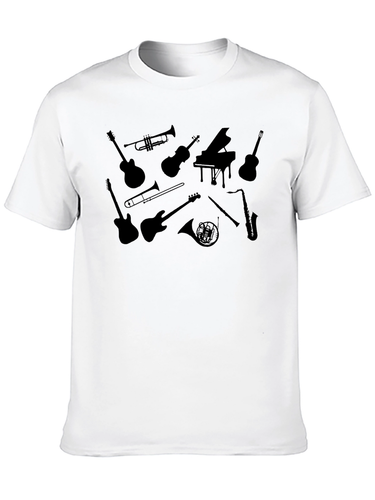 Musical Instrument Silhouette Black T-Shirt