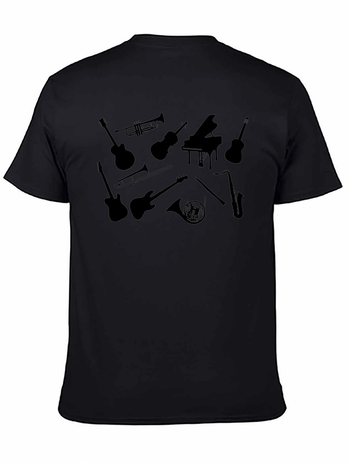 Musical Instrument Silhouette Black T-Shirt