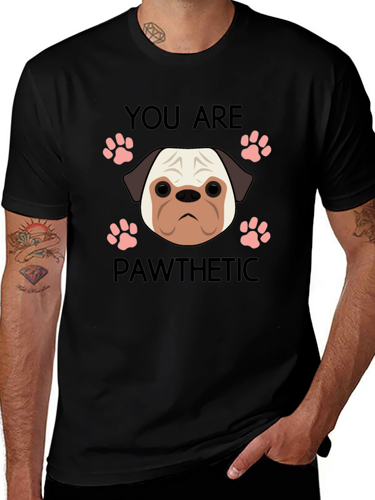 Pawthetic Pug Graphic T-Shirt