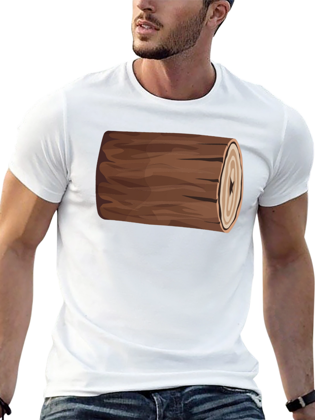 Funny Log Graphic Tee - Black Cotton T-Shirt