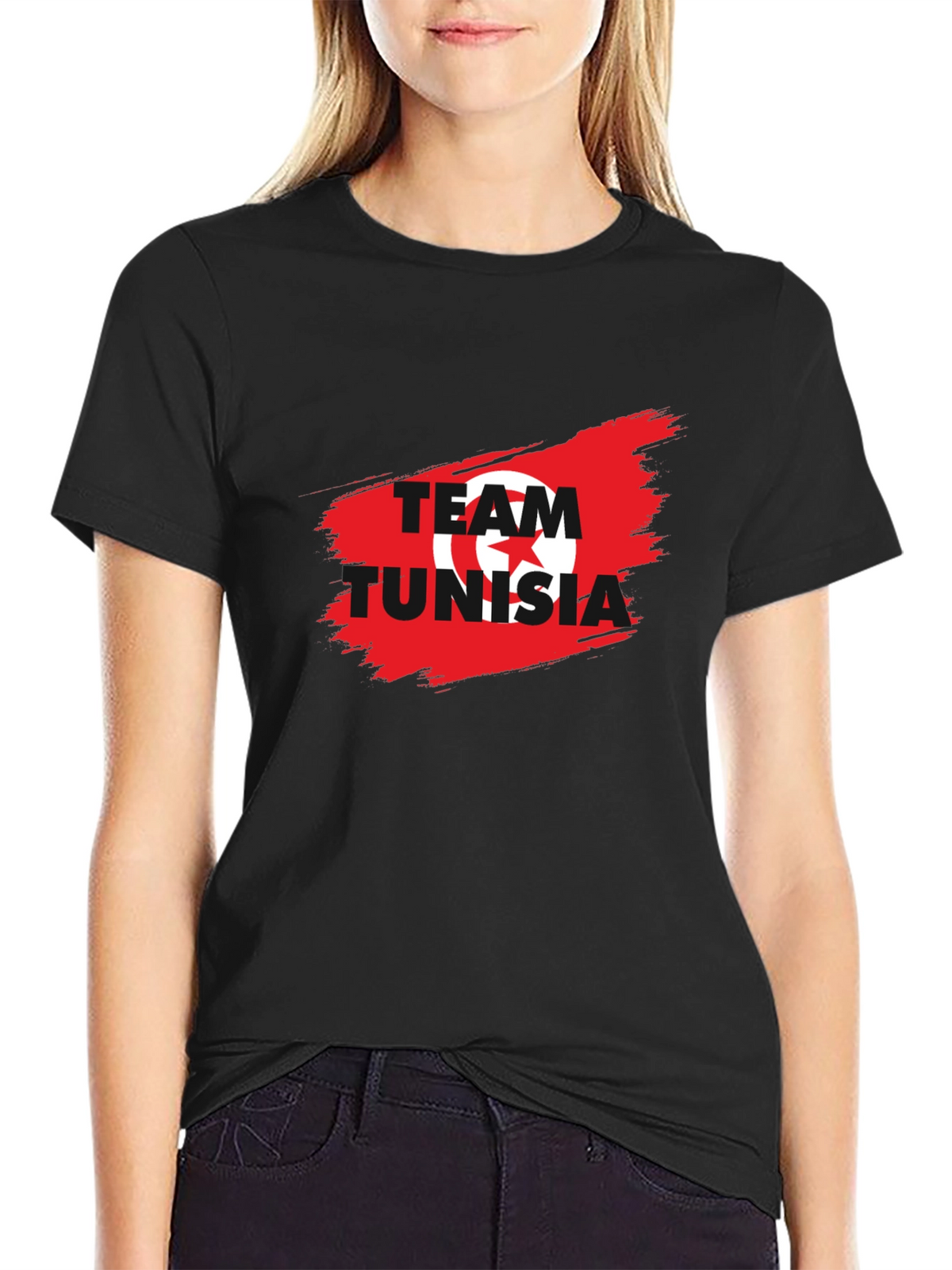 Team Tunisia Graphic T-Shirt - Black Cotton Tee