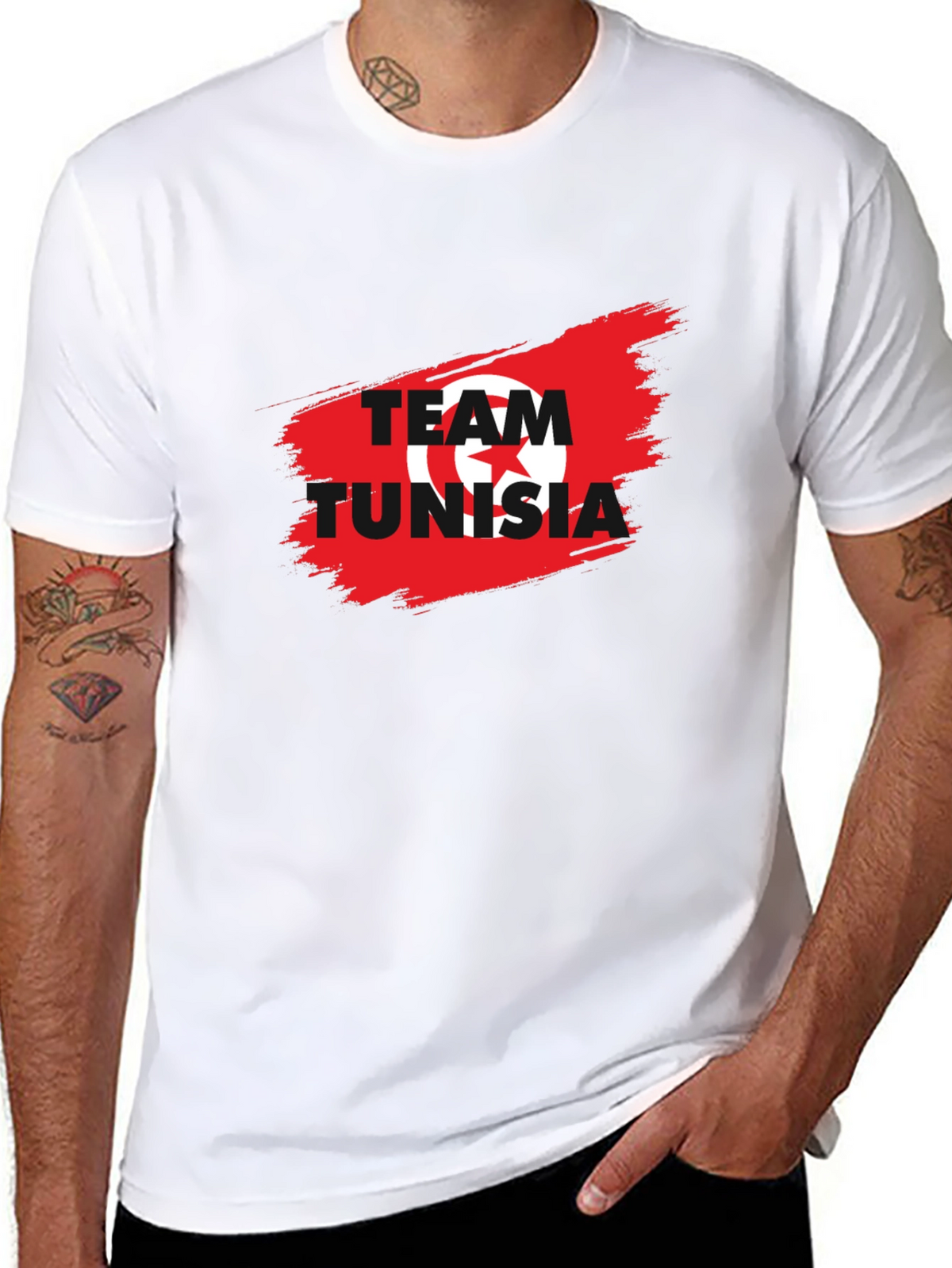 Team Tunisia Graphic T-Shirt - Black Cotton Tee