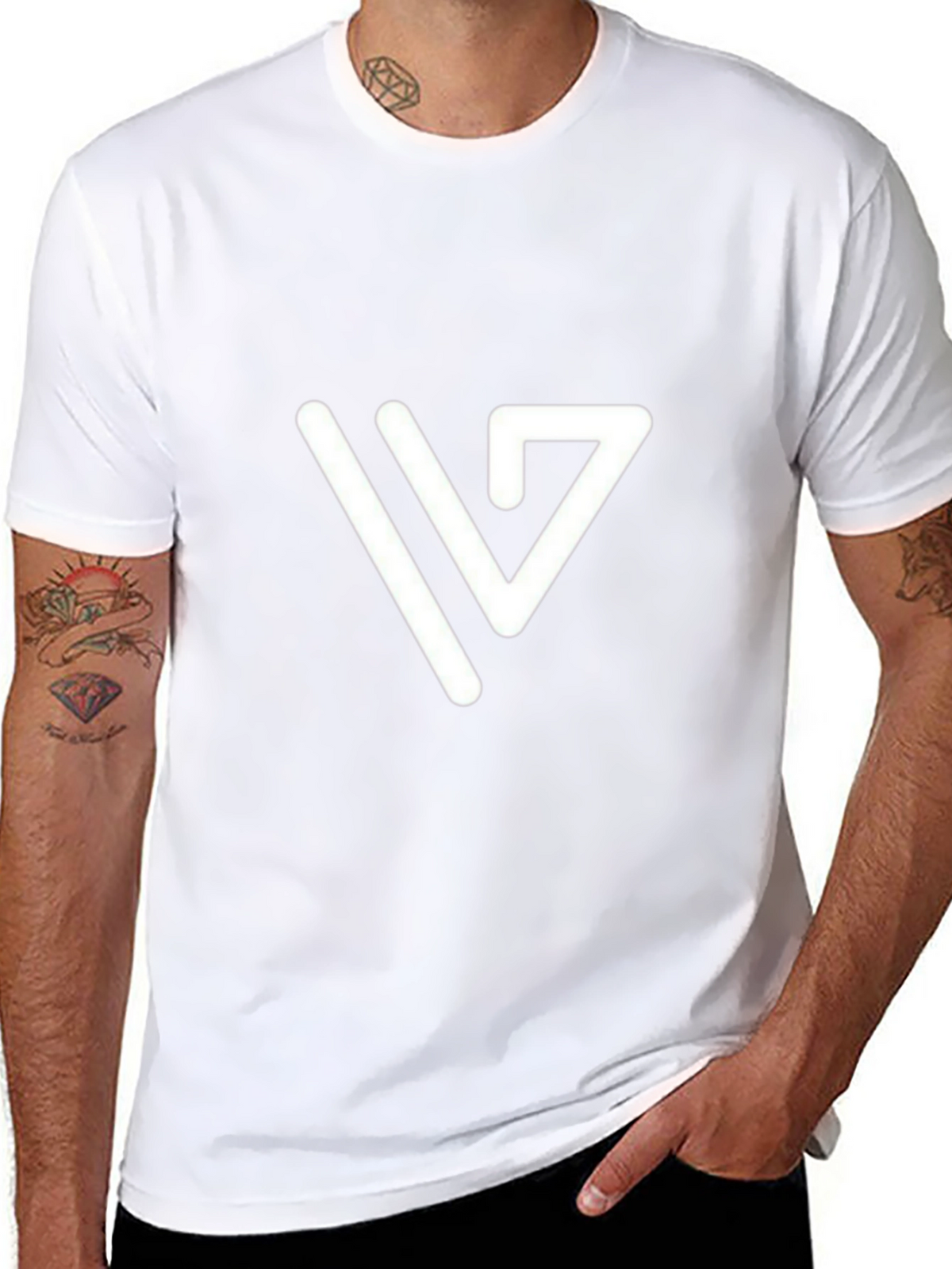 Modern White Logo Tee - Black