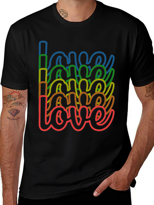 Rainbow Love Graphic Tee - Stylish Black T-Shirt
