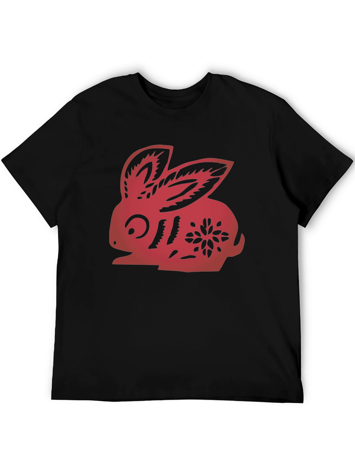 Red Rabbit Graphic Black T-Shirt