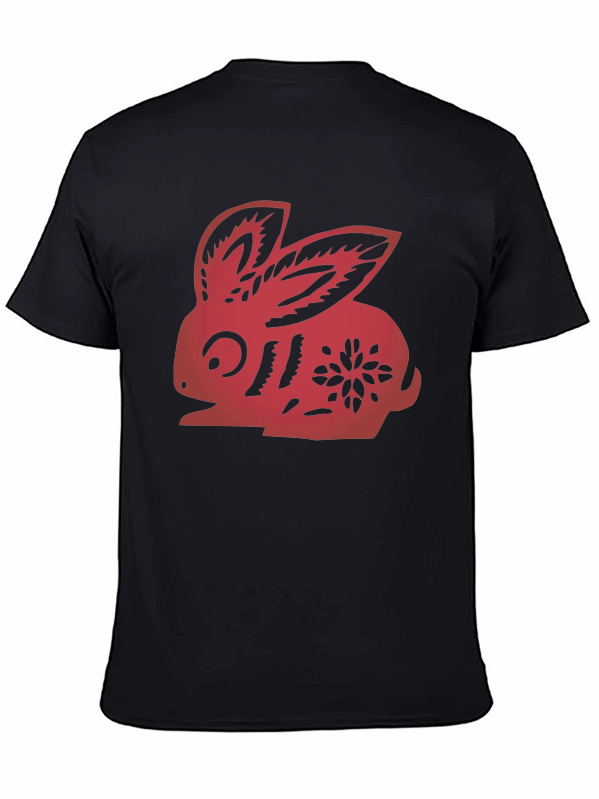 Red Rabbit Graphic Black T-Shirt