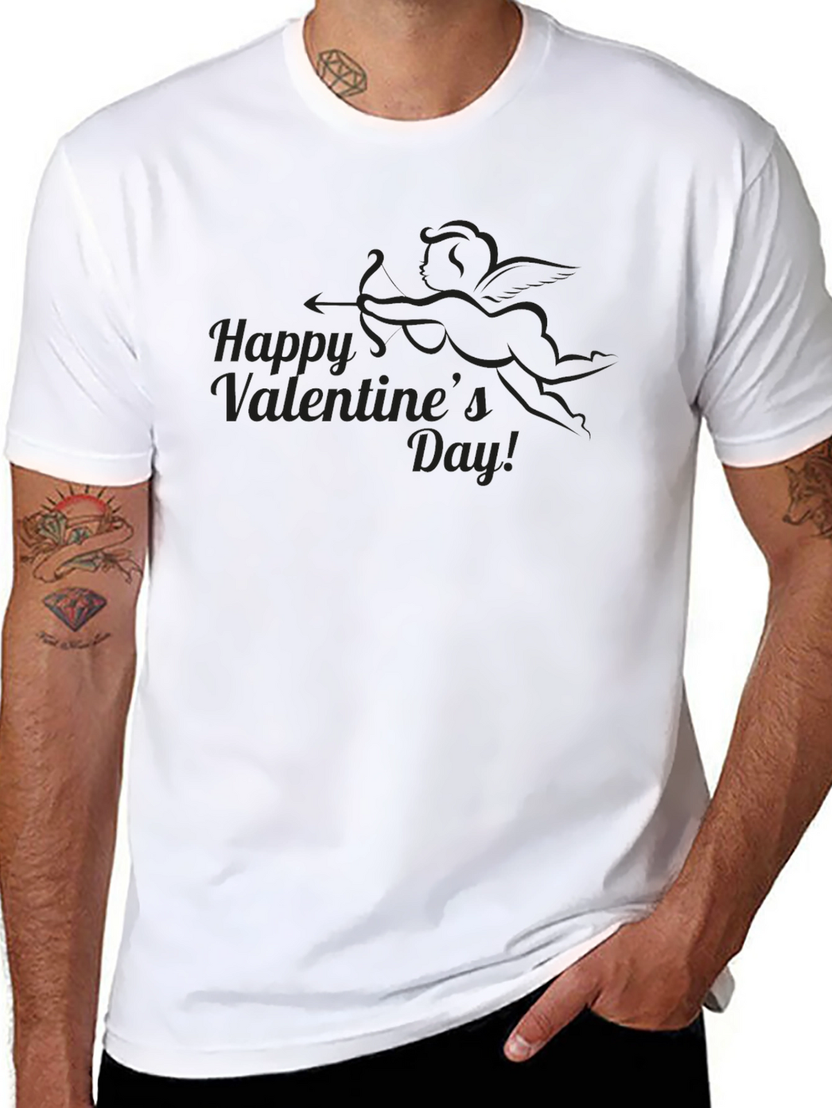 Valentines Day Cupid Black T-Shirt