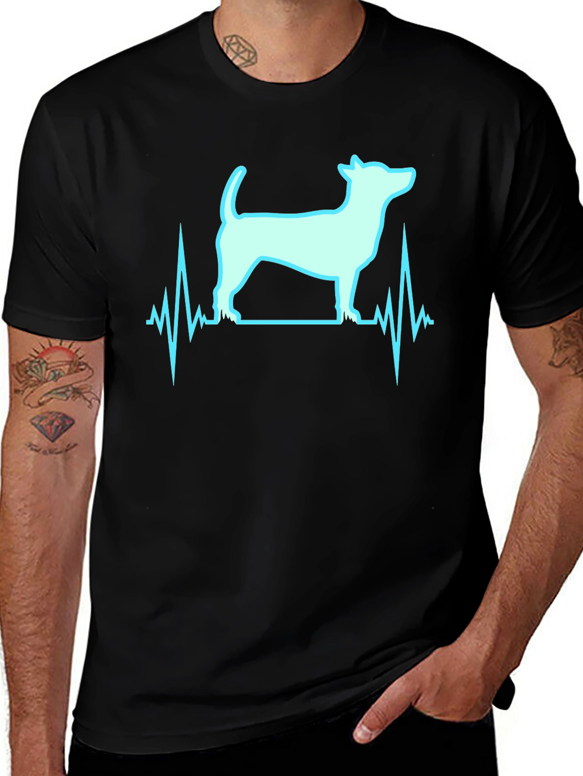 Dog Heartbeat Graphic Print T-Shirt
