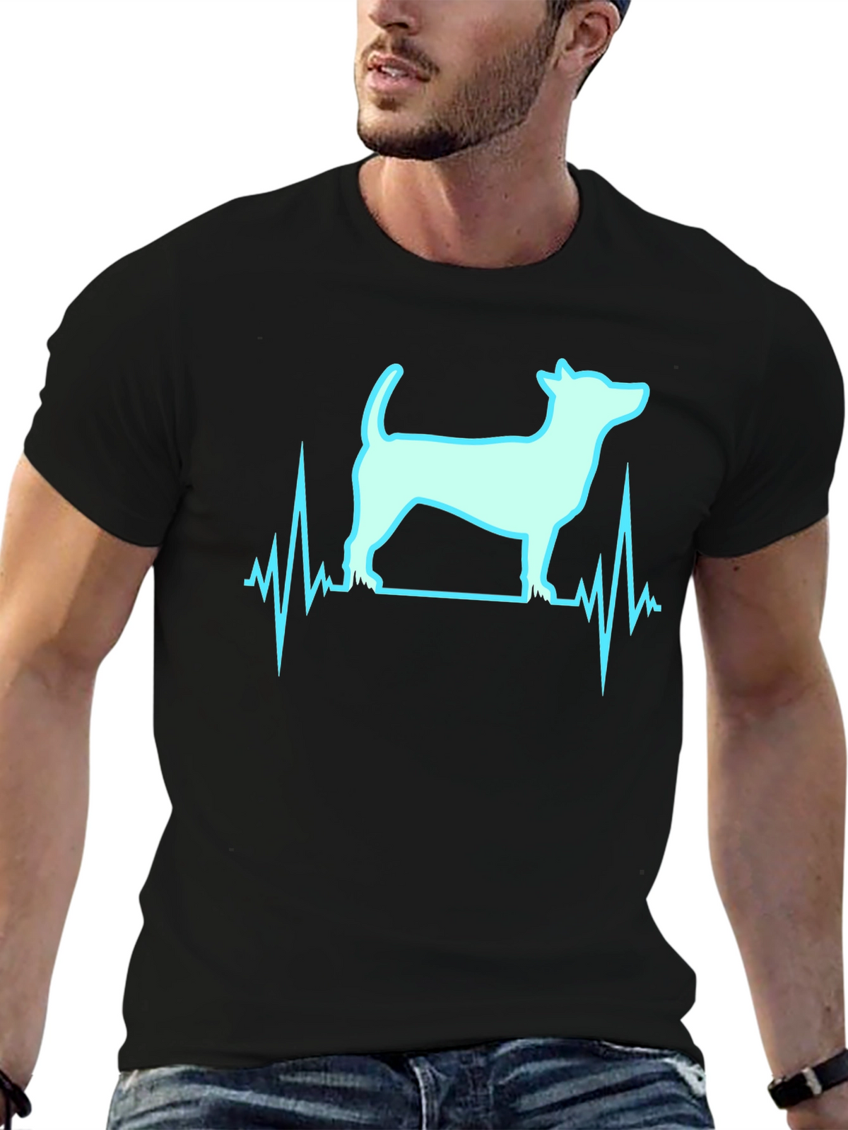 Dog Heartbeat Graphic Print T-Shirt