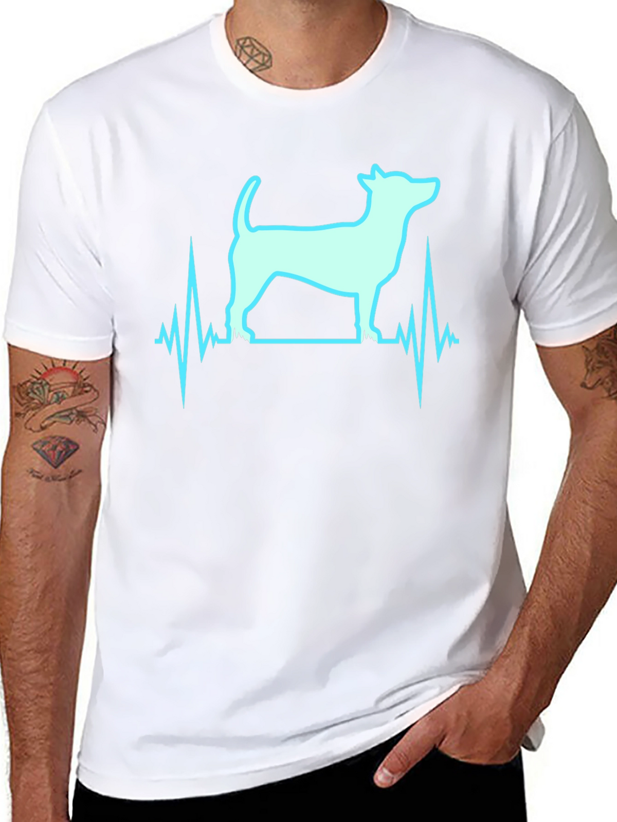 Dog Heartbeat Graphic Print T-Shirt