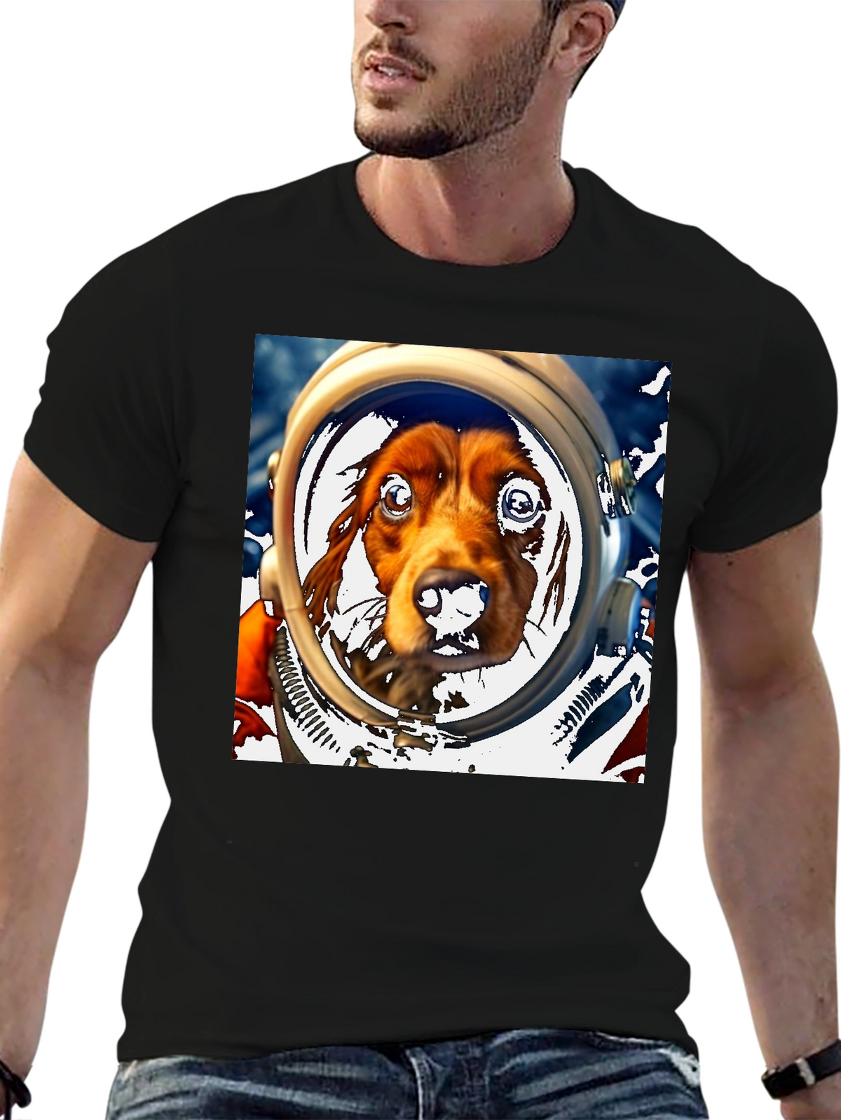 Dog Astronaut Graphic Tee - Space Dog Lover T-Shirt