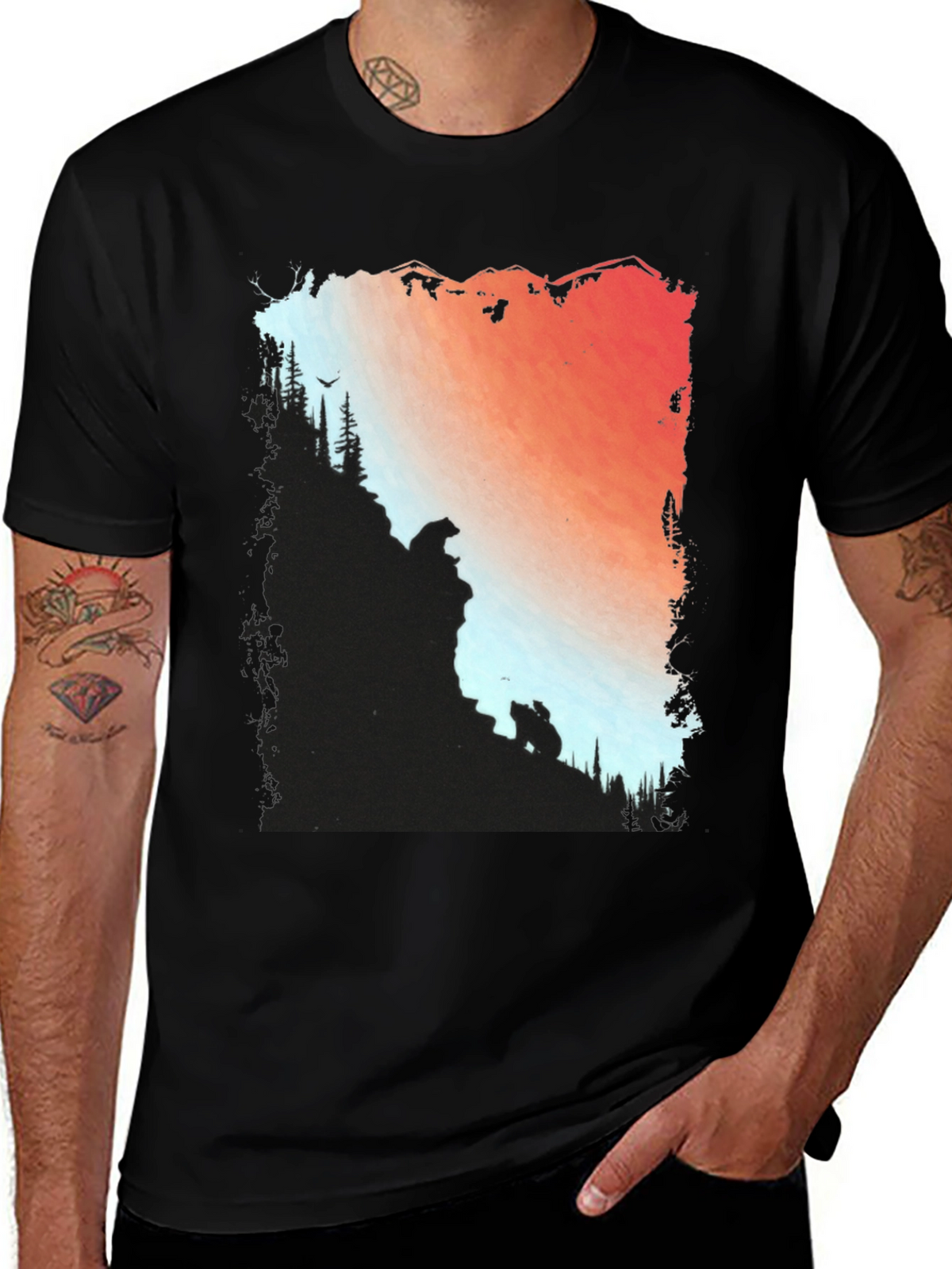 Mountain Bear Graphic Tee - Nature Inspired Design