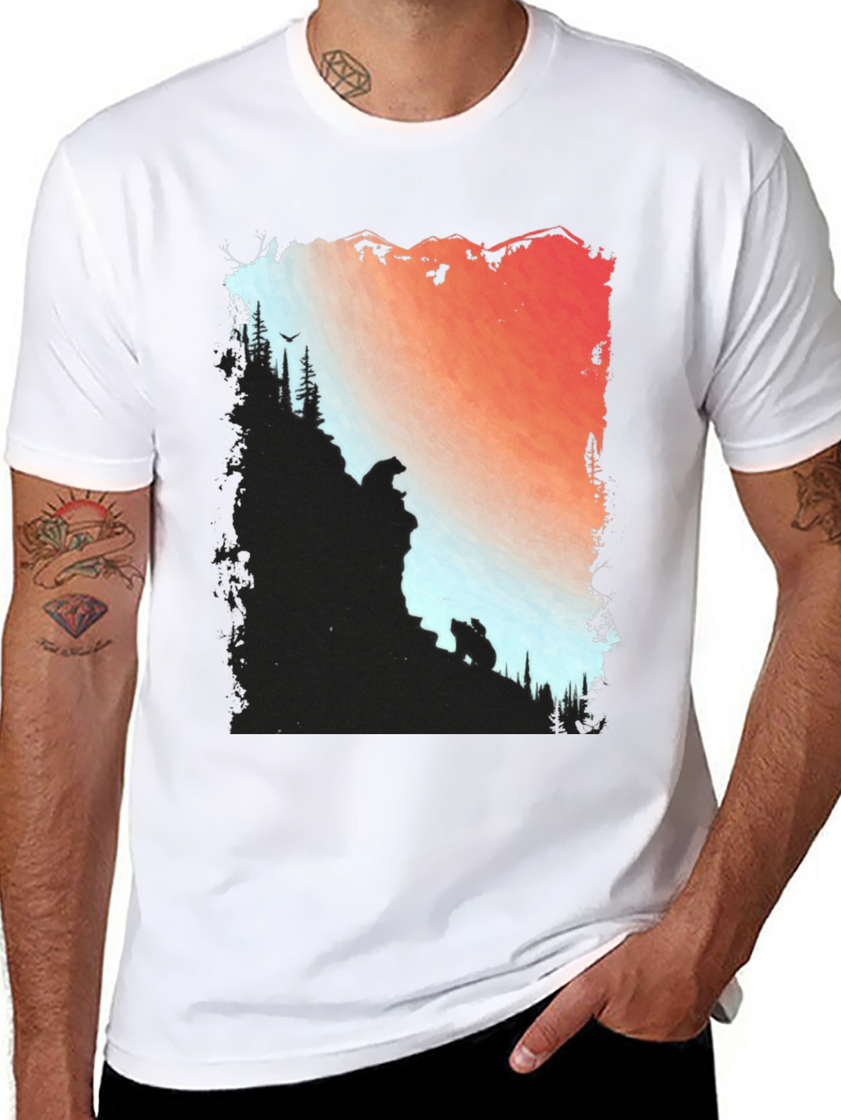 Mountain Bear Graphic Tee - Nature Inspired Design