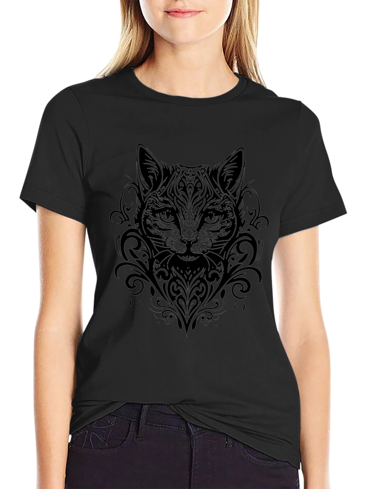 Black Cat Ornamental T-Shirt