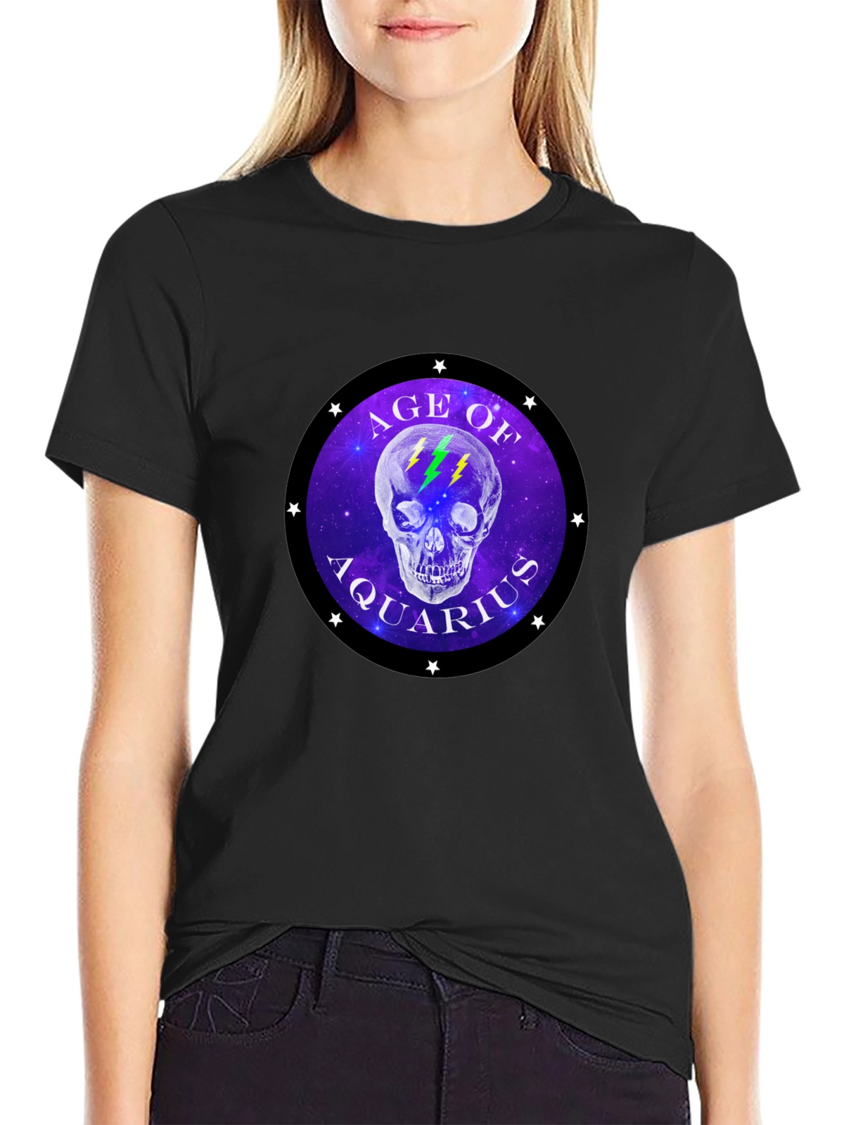 Age of Aquarius Skull Graphic T-Shirt